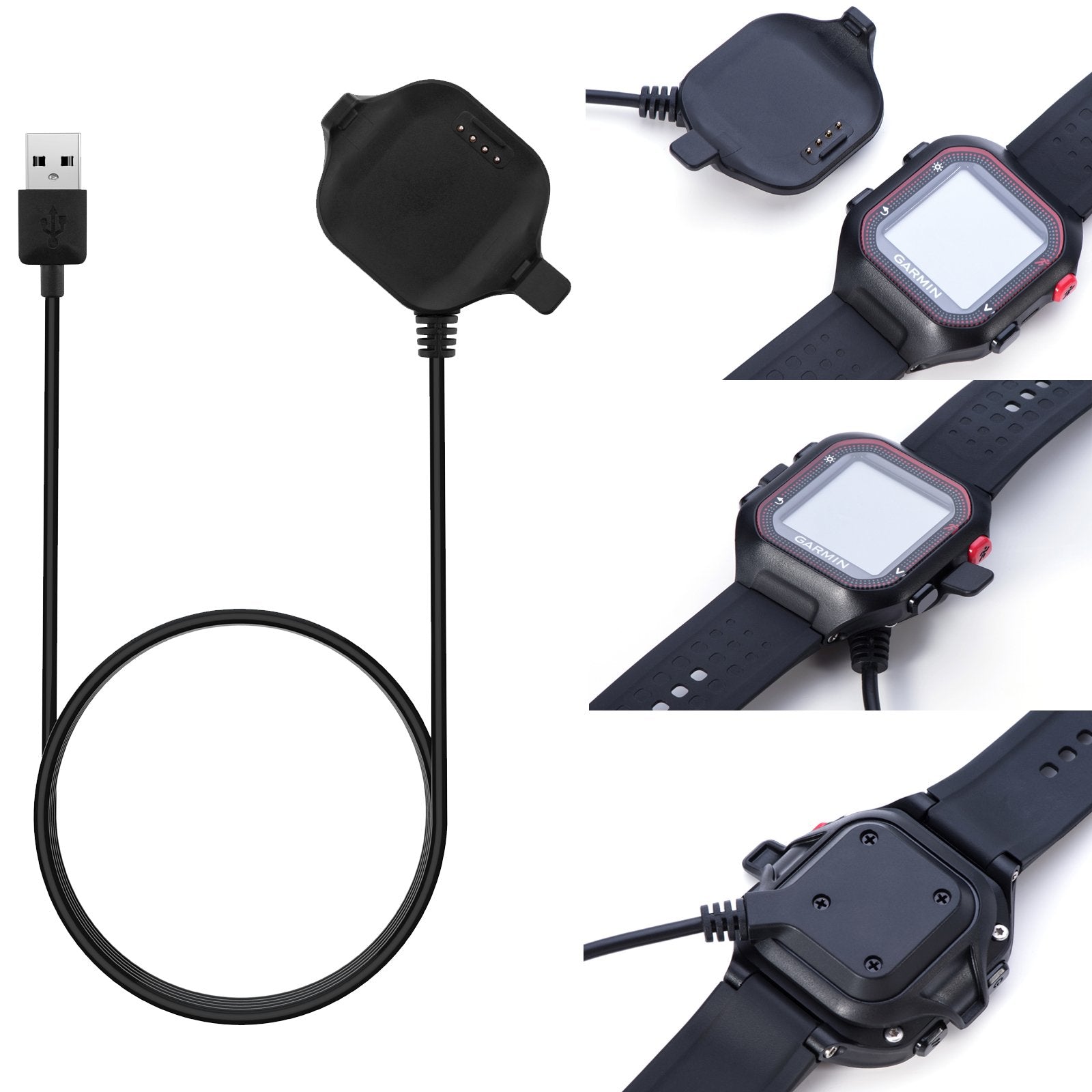 FitTurn Compatible with Garmin Forerunner 25 Charger Charging Clip Size Small Replacement USB Charger Adapter Charge Cord Chargi