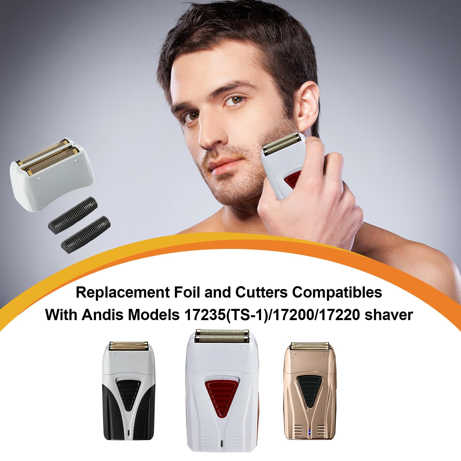 4 Pack Pro Shaver Replacement Foil And Cutters Compatible With Andis 17150(Ts 1) Shaver Profoil Lithium Replacement, Golden