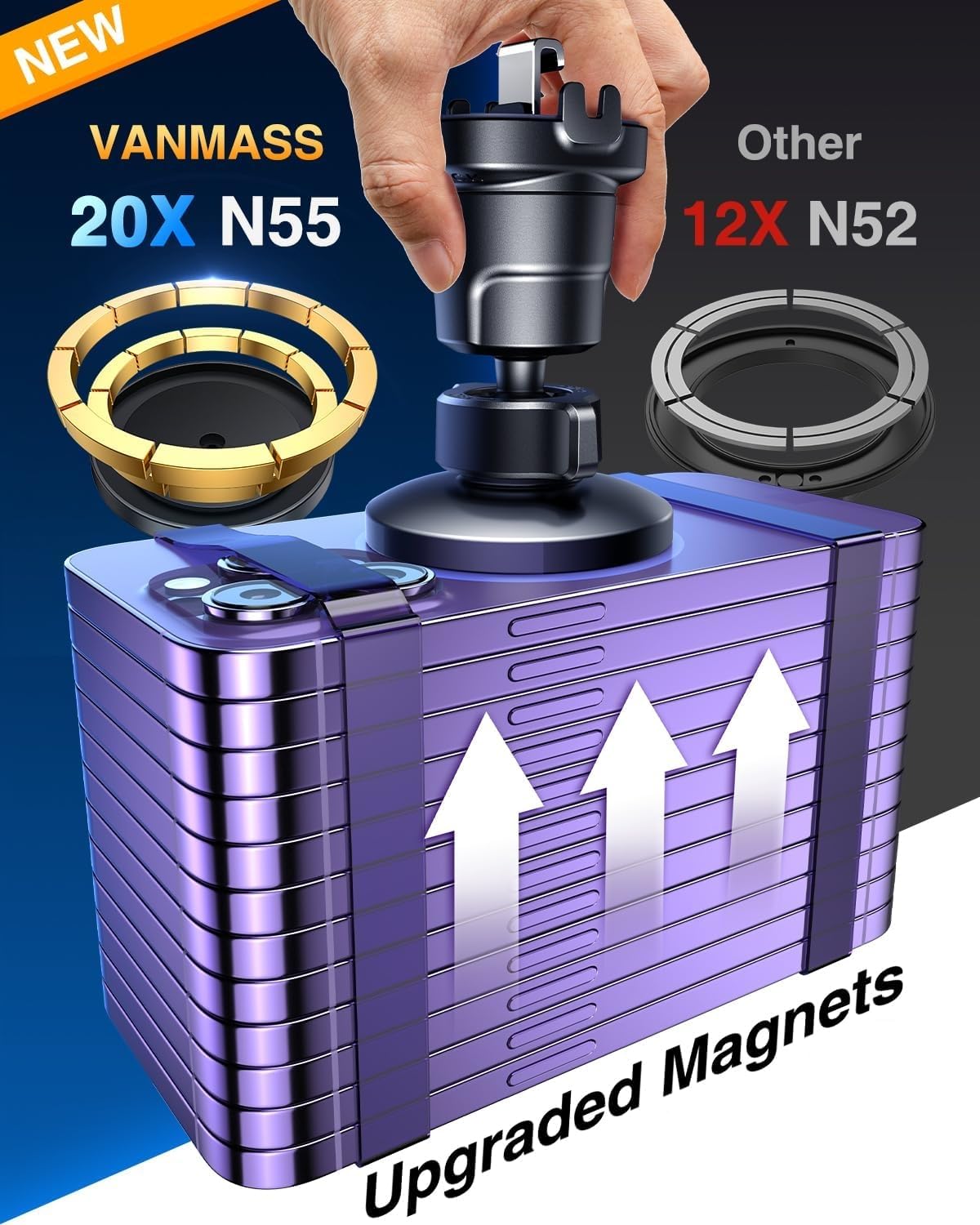 Vanmass For Magsafe Car Mount?2025 Upgraded Top Magnet & Clip Hook?Magnetic Cell Phone Holder For Vent, Universal Cellphone Stan