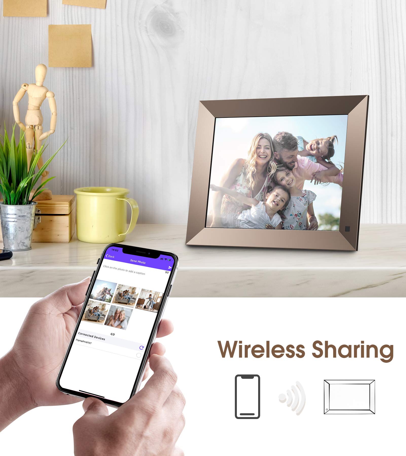 Dragon Touch 10 Inch Wifi Digital Picture Frame,Adjustable Magnetic Stand,Ips Touch Screen Hd Display,16Gb Storage,Motion Sensor