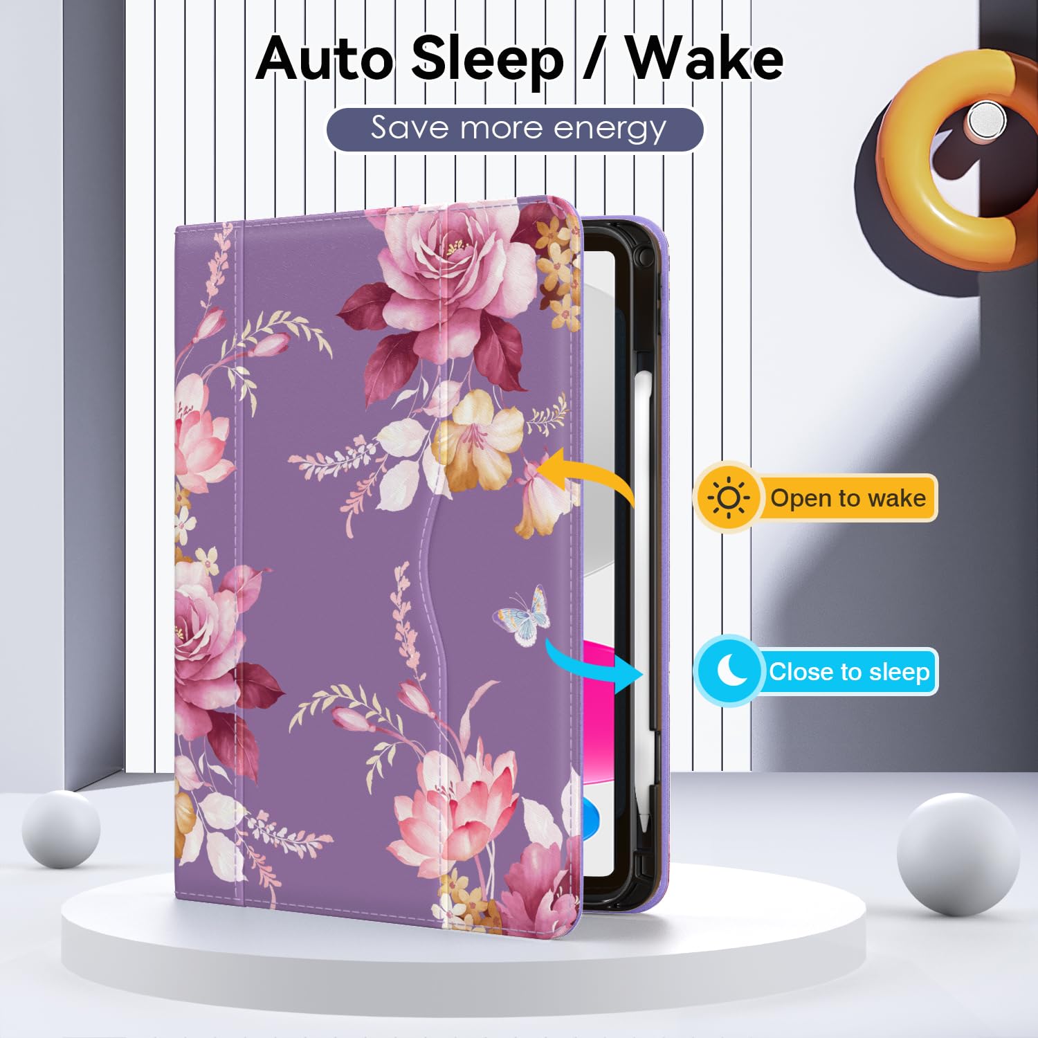 Okp Case For Ipad 10Th Generation 2022, 10Th Gen Ipad Case With Multi Angle Viewing Pu Leather Flio Stand Cover With Pencil Hold