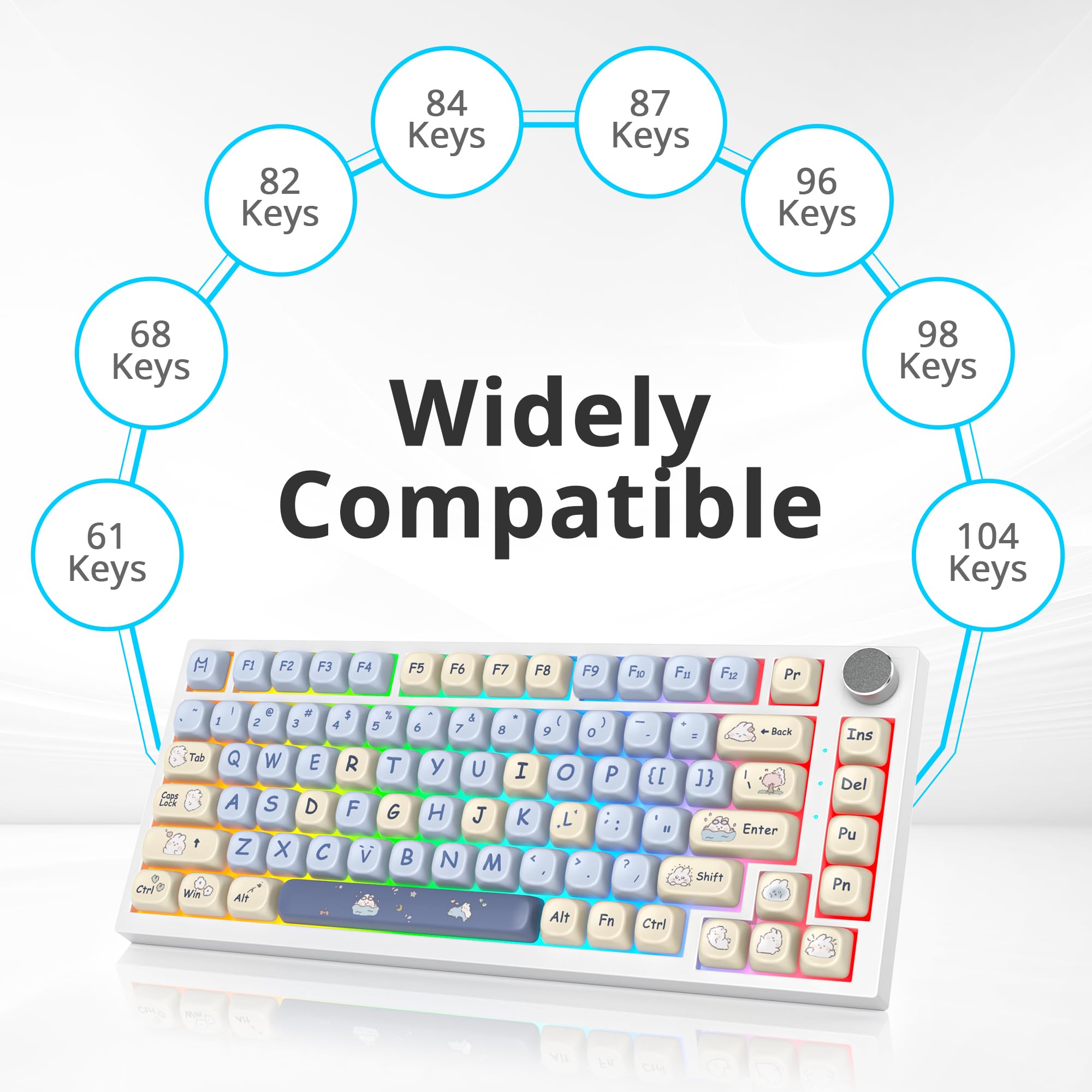 Itastatur Keycaps 60 Percent Pbt Keycaps For Mechanical Keyboard 139 Key Keycaps, Dye Sublimation Cute Keycaps Moa Profile Custo