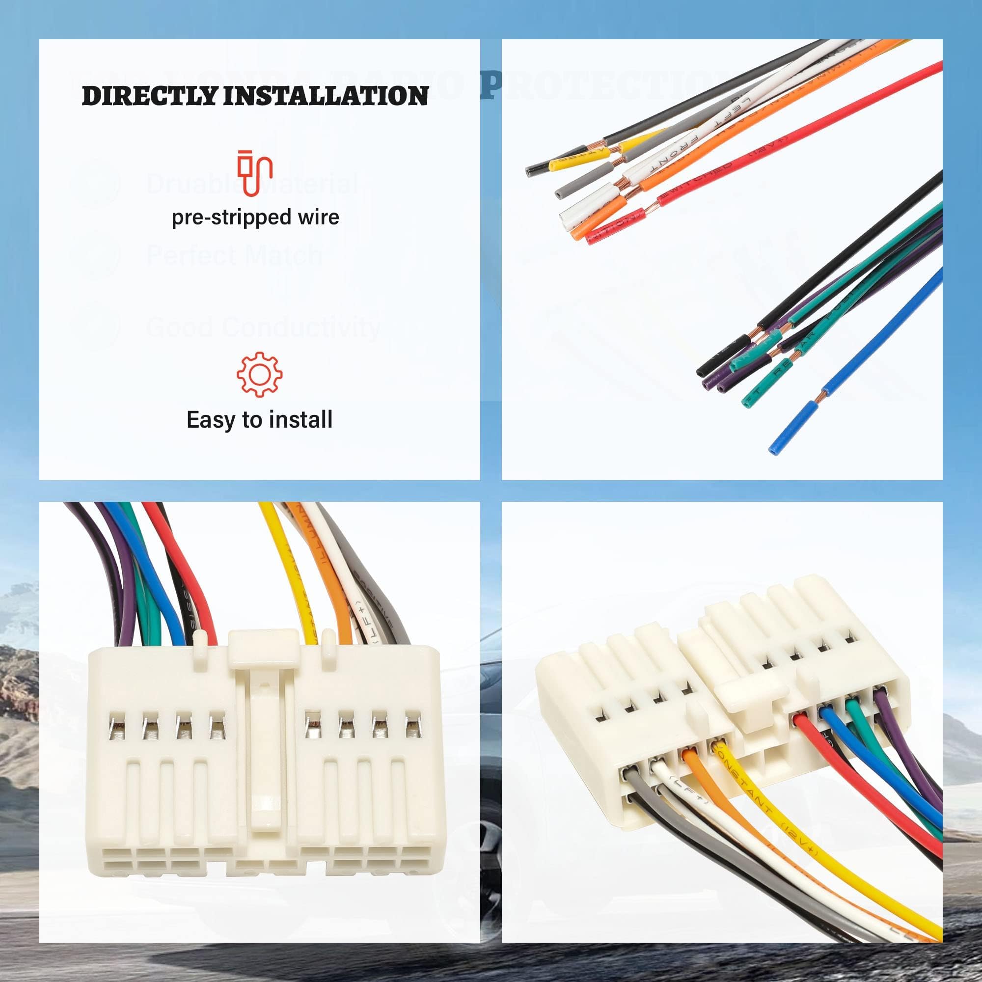 Red Wolf Car Stereo Reverse Wiring Harness Female Connector Compatible With Honda Accord Civic Crv 1989 1998, Acura Integra Legend 1986 1999 Replace Factory Oe Radio Wire Cable Plug 16 Pin