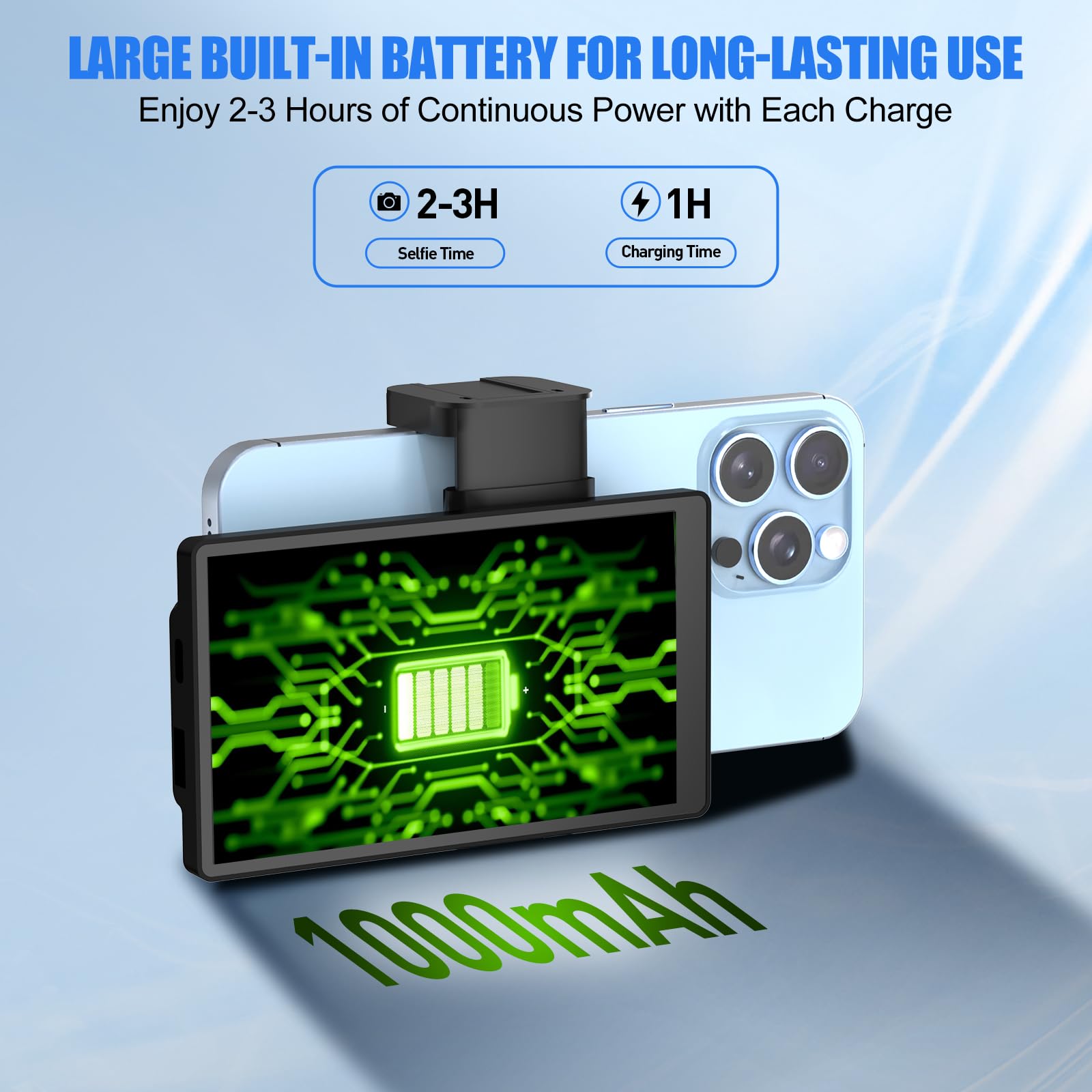 Vitano 5'' Vlog Selfie Monitor Screen For Iphone With Magnetic Clip, Back Camera Mirroring With Low Latency, Bluetooth Remote, W