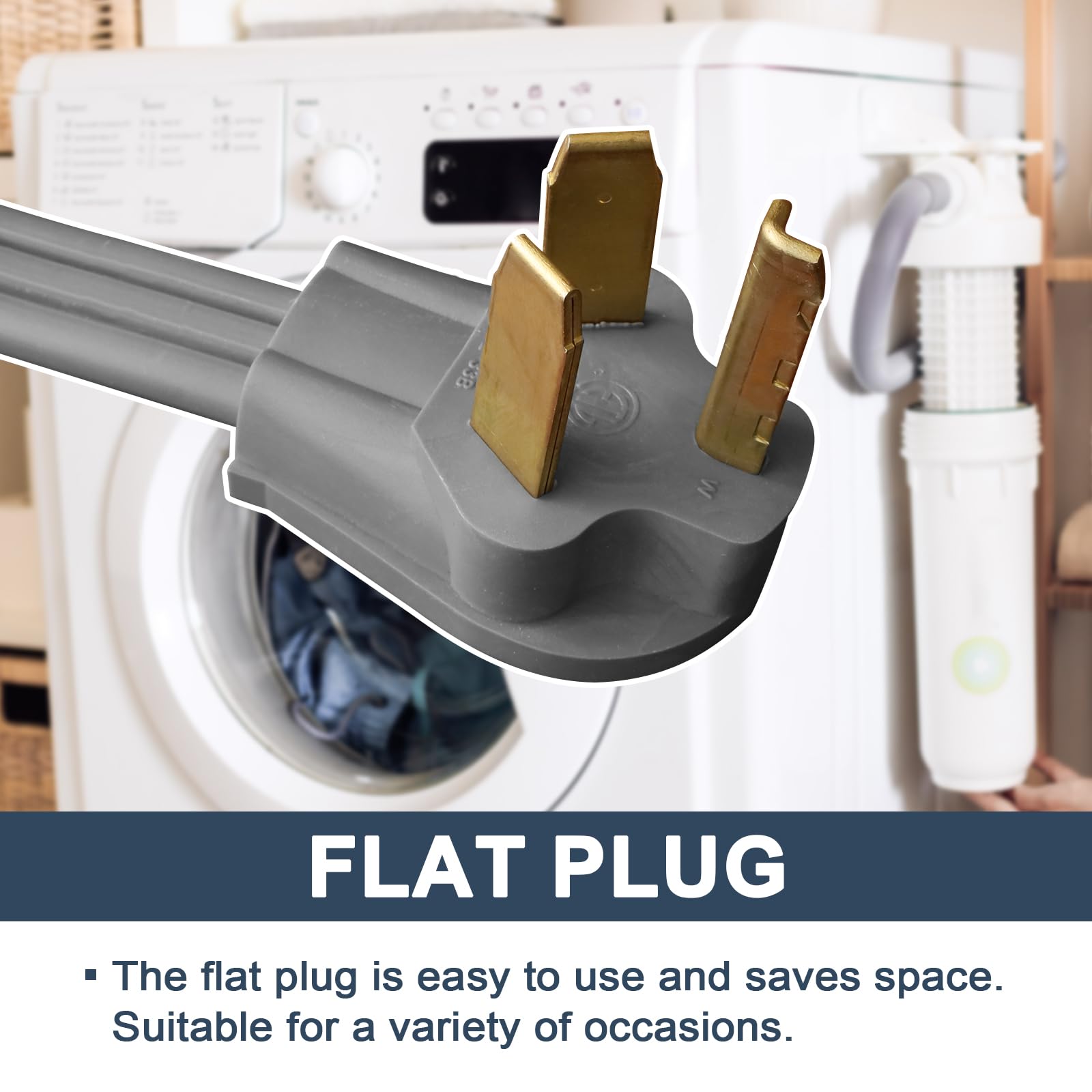 Ep 3 Prong Dryer Cord, 4 Ft 10/3 Srdt, 30 Amp Appliance Extension Power Cord, Nema 10 30, Gray