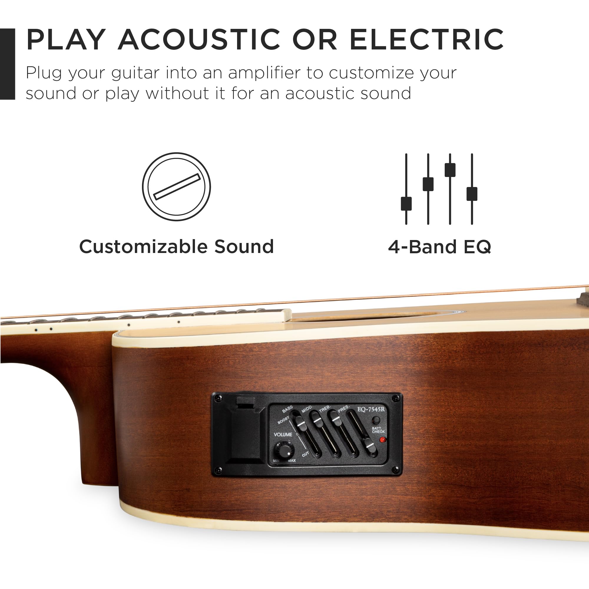 Best Choice Products Beginner Acoustic Electric Guitar Starter Set 41In W/All Wood Cutaway Design, Carrying Case, Strap, Picks,