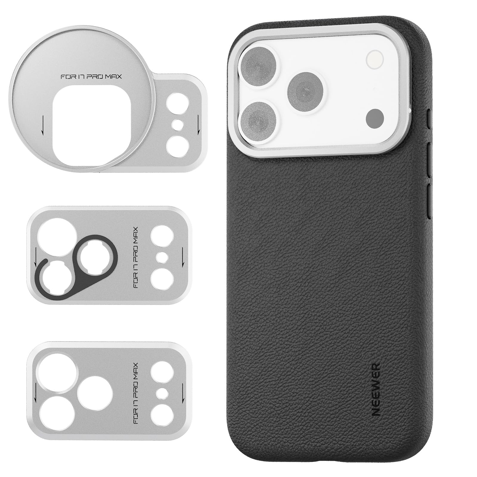 NEEWER Phone Case for 17 Pro Max, Modular Protective TPU/PC Phone Cover with 67mm Thread Filter Ring, 17mm Lens & T Mount Lens B