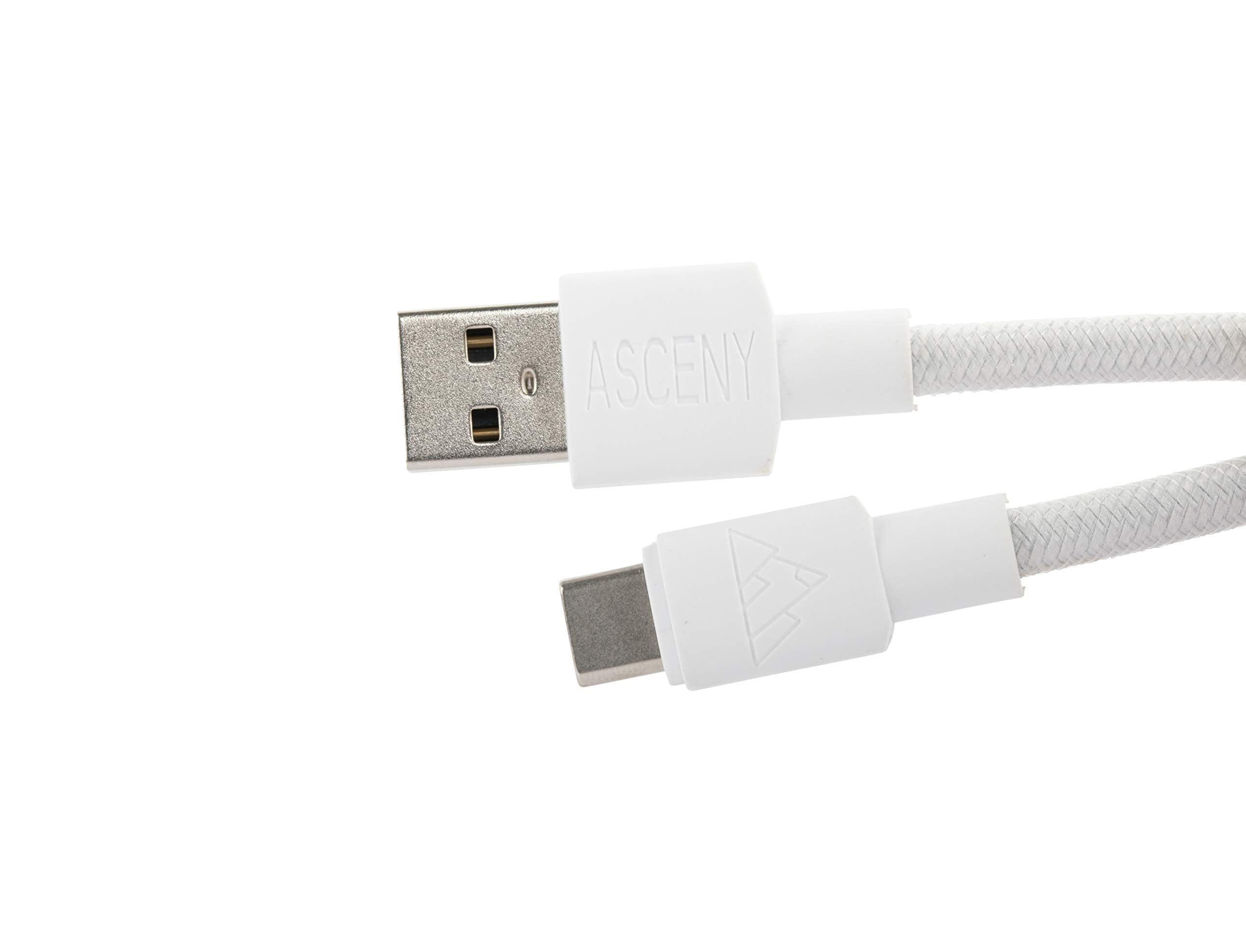 Asceny Coiled & Double Sleeved Mechanical Keyboard Cable, For Type C Mechanical Keyboards (White)
