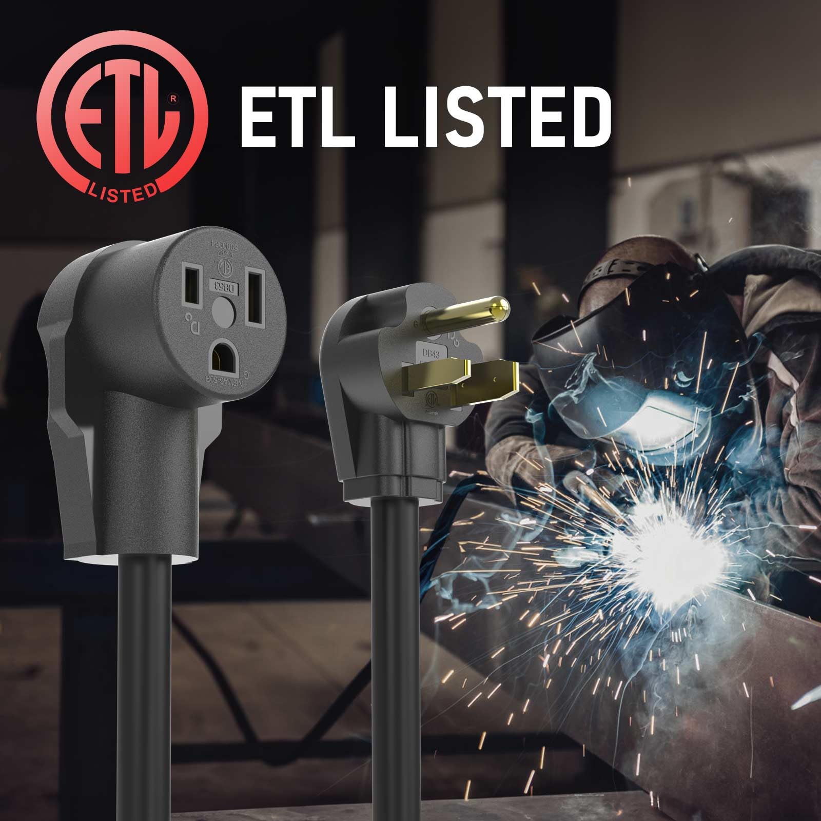 Yeswelder 40Ft 250 Volt Welder Extension Cord 10 Awg Power Extension For Welding Machines