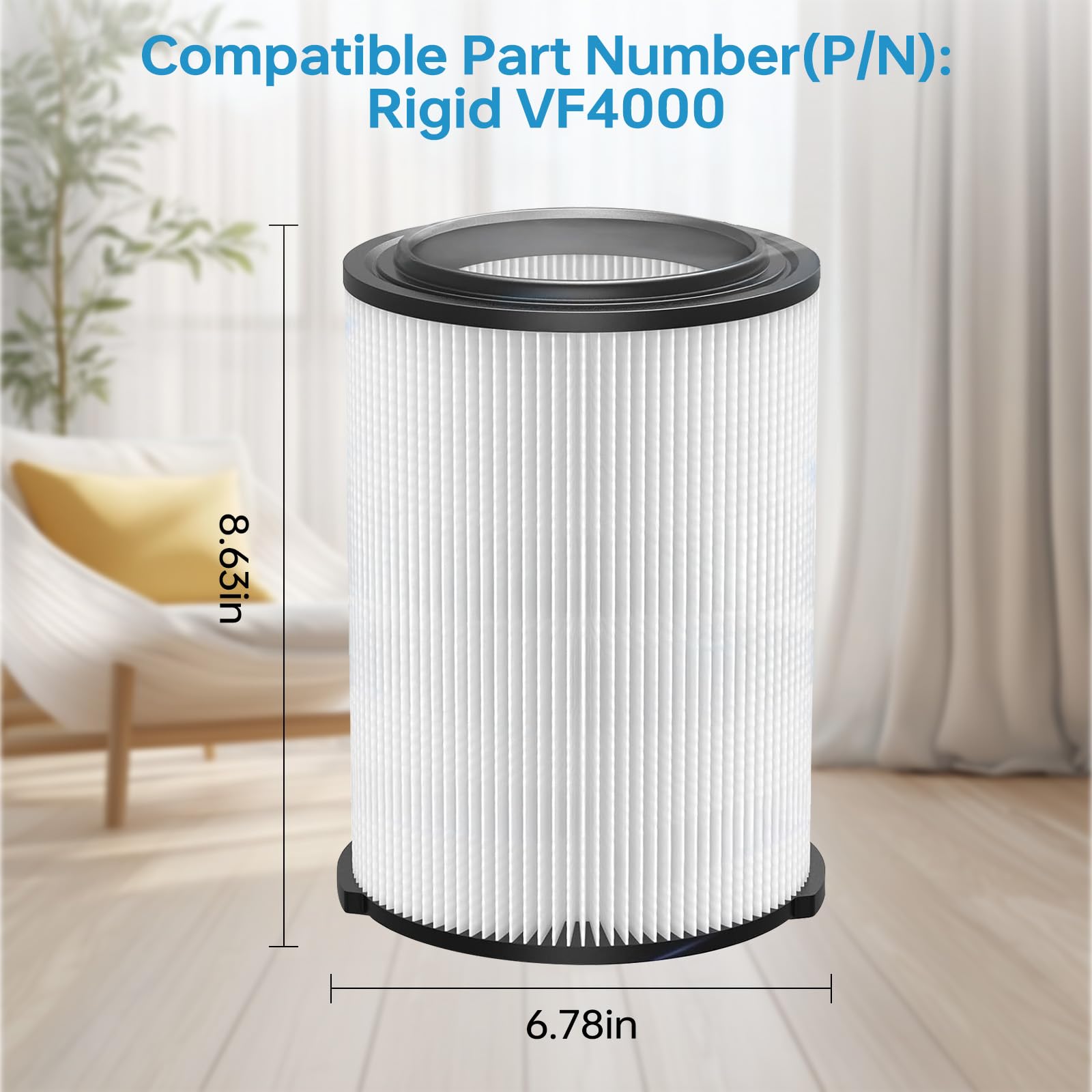 Vf4000 Filter For Ridgid Shop Vac, Standard Wet/Dry Vac Filter Vf4000 Compatible With Ridgid Vacs Wet Dry 5 20 Gal, 6 9 Gal Husk