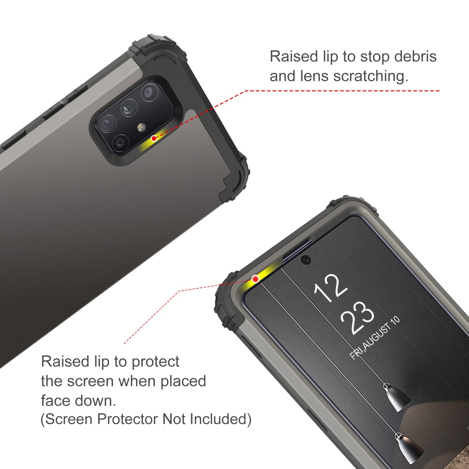 Bentoben Compatible With Samsung A71 5G Case, 3 Layer Hybrid Hard Pc Soft Rubber Heavy Duty Rugged Bumper Shockproof Anti Slip F