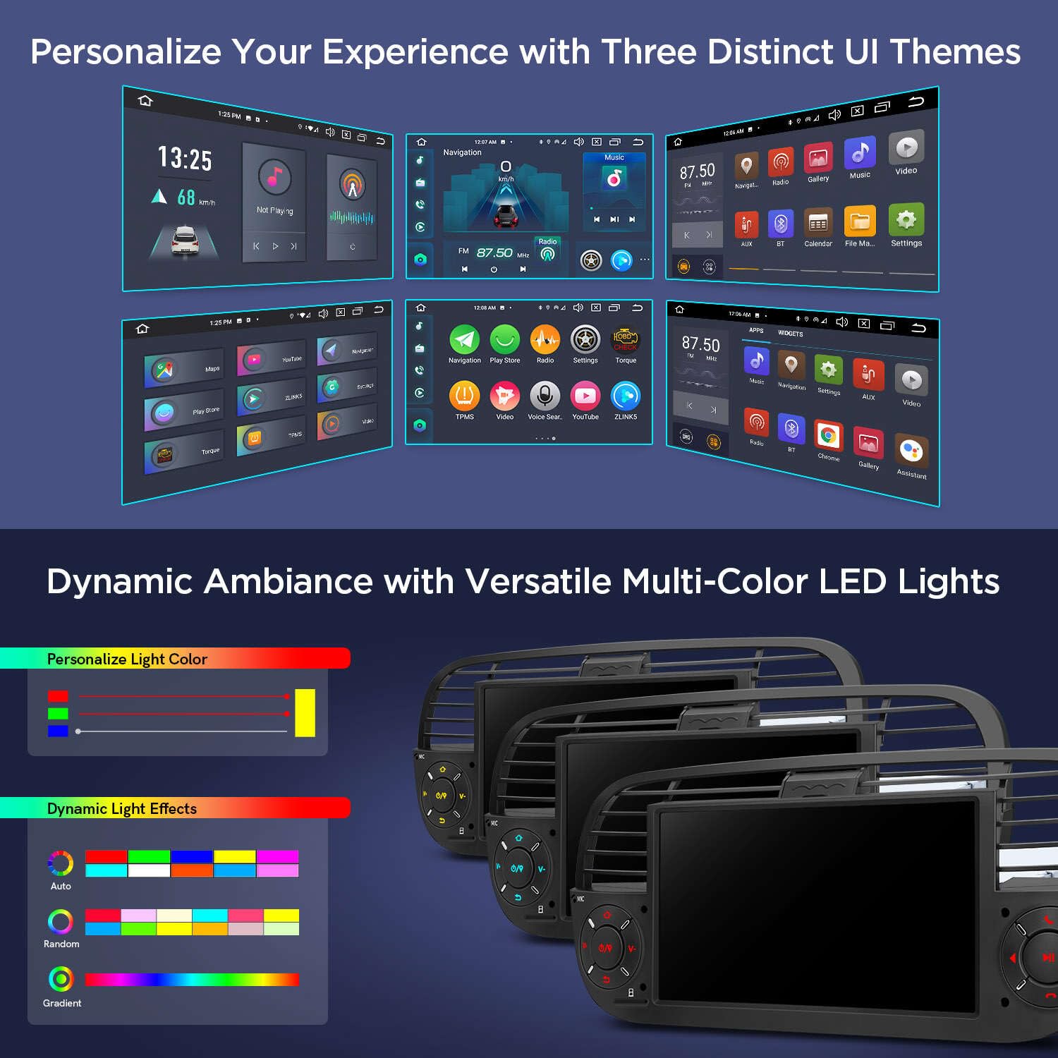 Xtrons For Fiat 500 (2007 2015) Touch Screen Radio, 7 Inch Android 13 Car Stereo For Fiat 500 Replacement Head Unit Built In Dsp