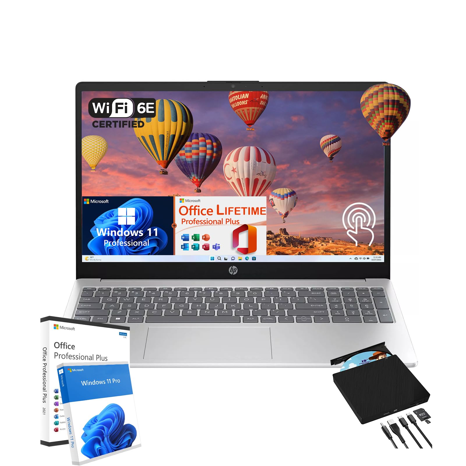 Hp Premium 15.6-Inch Business Laptop - W/Ai-Powered Office Lifetime - Free Cd/Dvd Drive - Hd Touchscreen - Intel I3 1215U - Wi-F