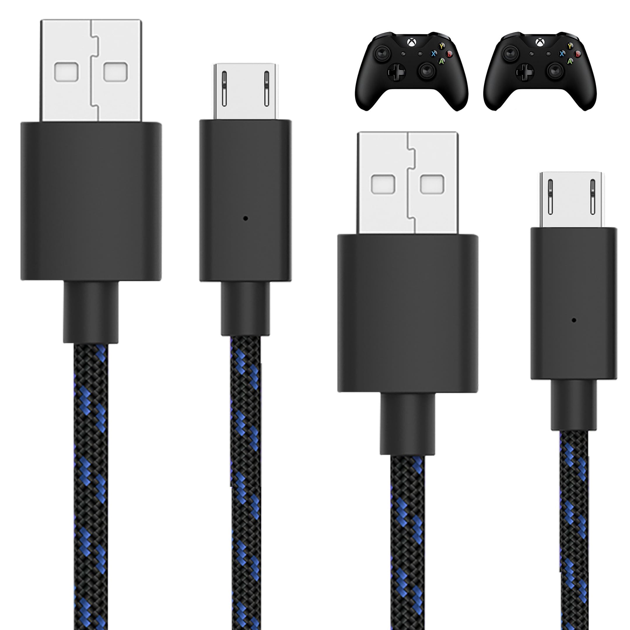 Talkworks Controller Charger Cord For Xbox One   2 Pack 10 Ft Nylon Braided Micro Usb Charging Cable   Also Android Compatible W