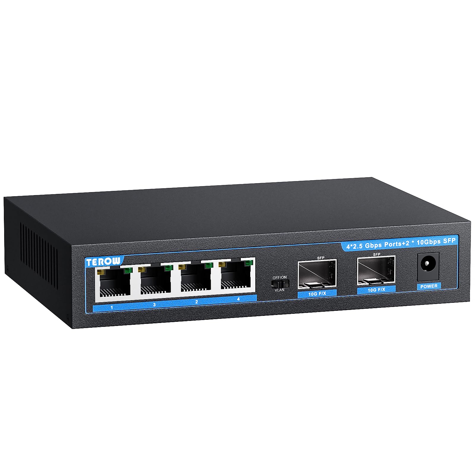 Terow 6 Port 2.5G Ethernet Switch Unmanaged , 4 X 2.5G Base T & 2 X 10G Sfp, Multi Speed Network Switch, Compatible With Gigabit
