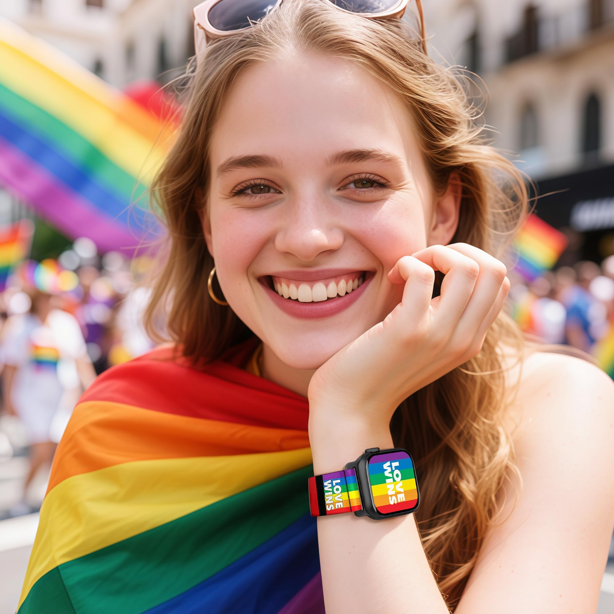 G-Ficu Pride Rainbow Stretchy Band For Apple Watch Bands 46Mm 45Mm 44Mm 49 42Mm(S3) For Women Men Iwatch Bands Se Series 10 9 8