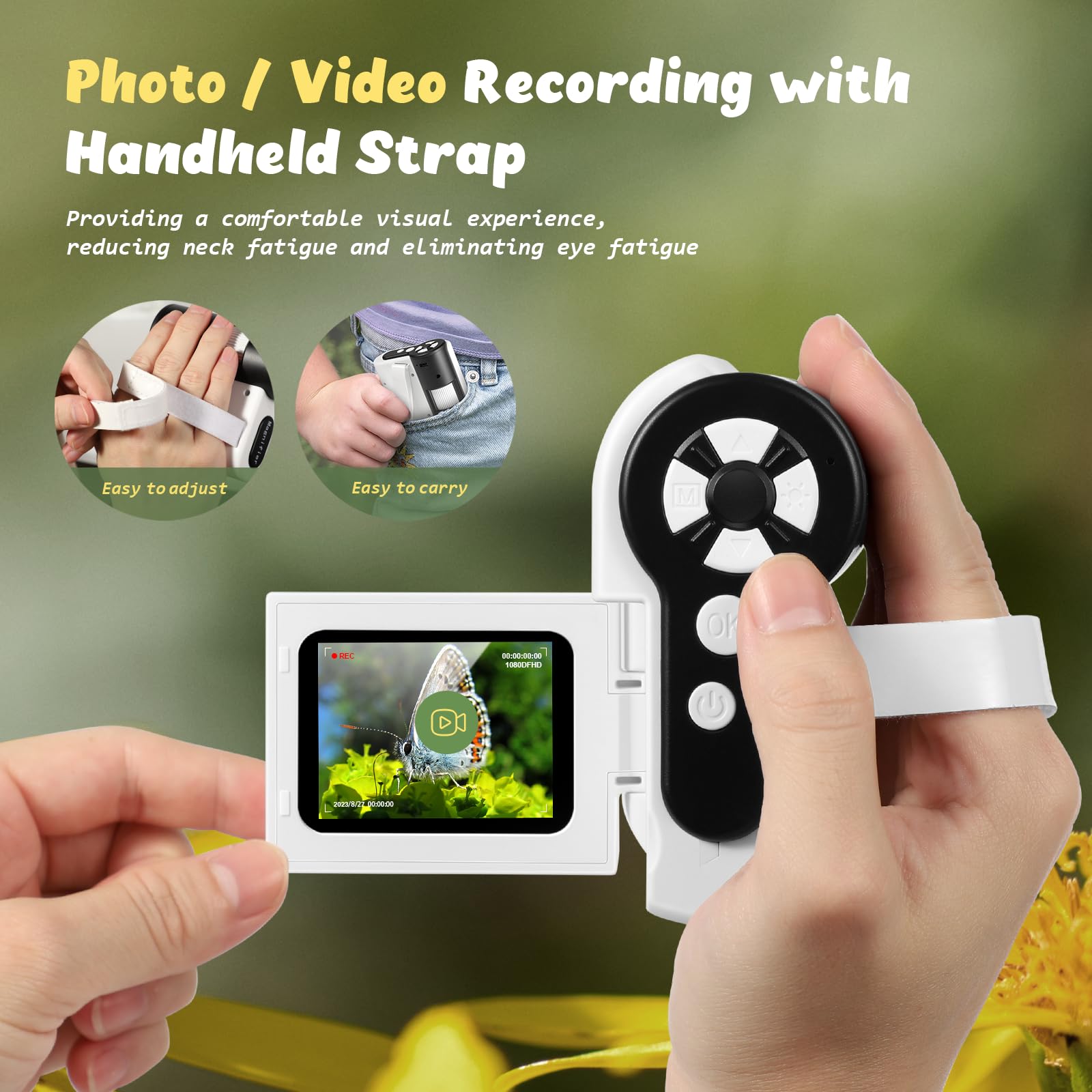 Handheld Microscope For Kids, 1000X Pocket Microscope Camera With 6 Adjustable Led Lights, 2'' Lcd Screen Portable Microscope Us