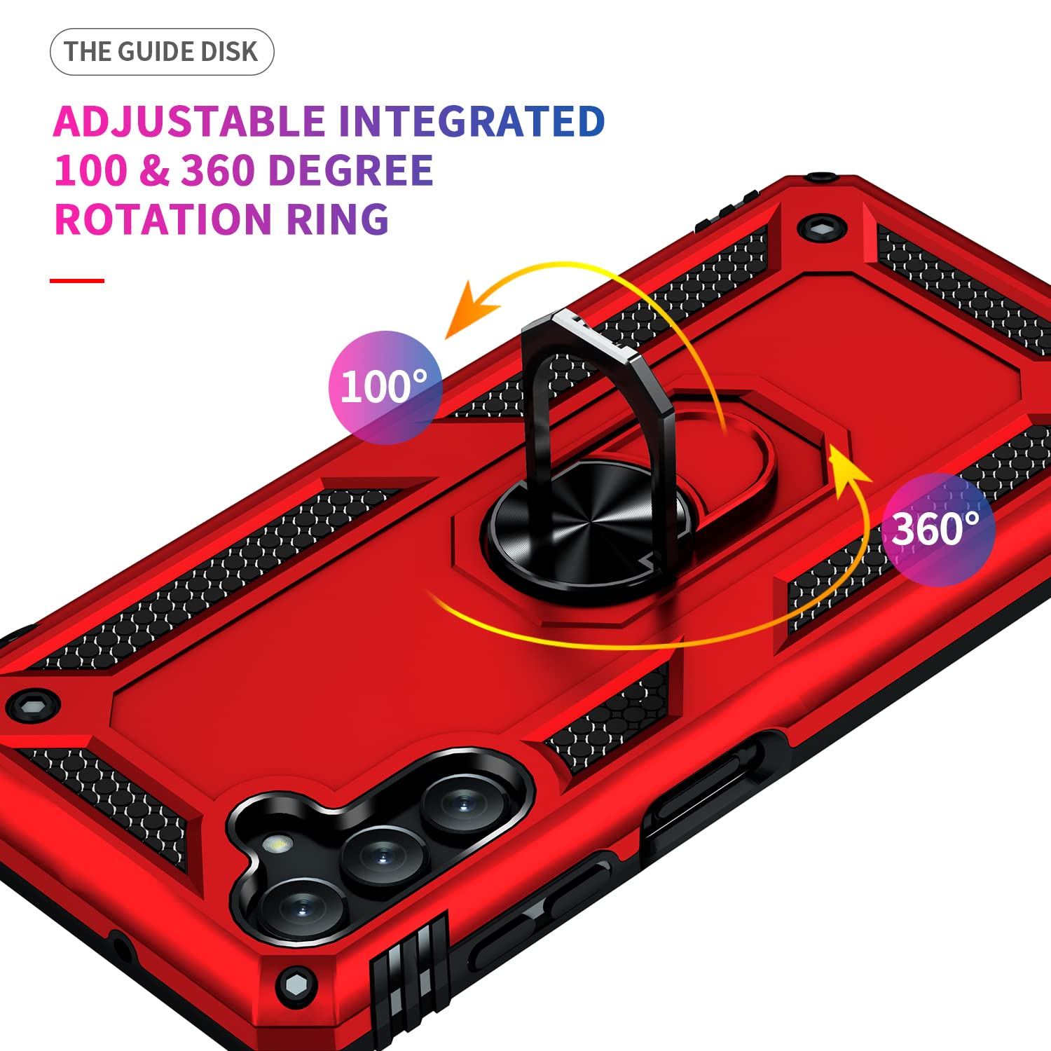 Yzok For Galaxy A13 5G Case,With Hd Screen Protector,[Military Grade] Ring Car Mount Kickstand Hybrid Hard Pc Soft Tpu Shockproo