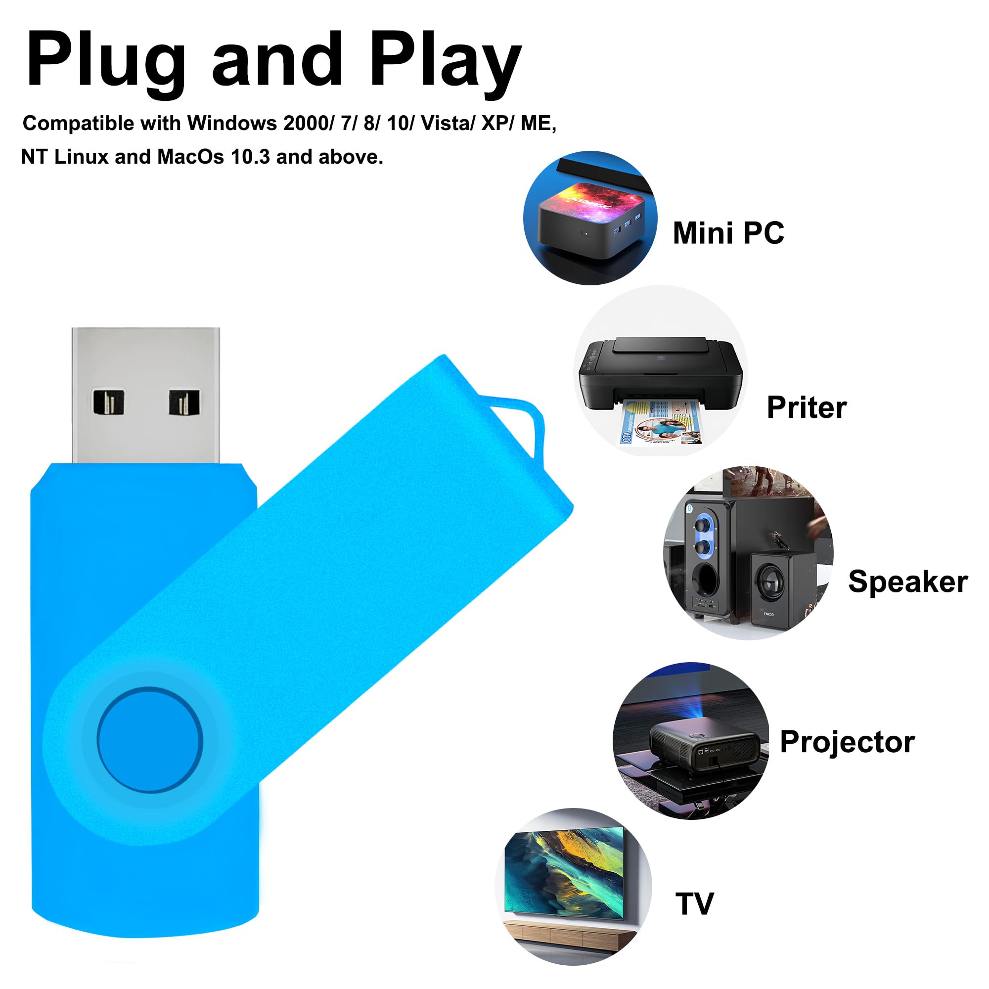 2Gb Usb Flash Drive 10 Pack, Nicepicten Pendrive Bulk Usb 2.0 Thumb Drive Memory Stick Jump Drive Zip Drive Usb Key With Lanyard
