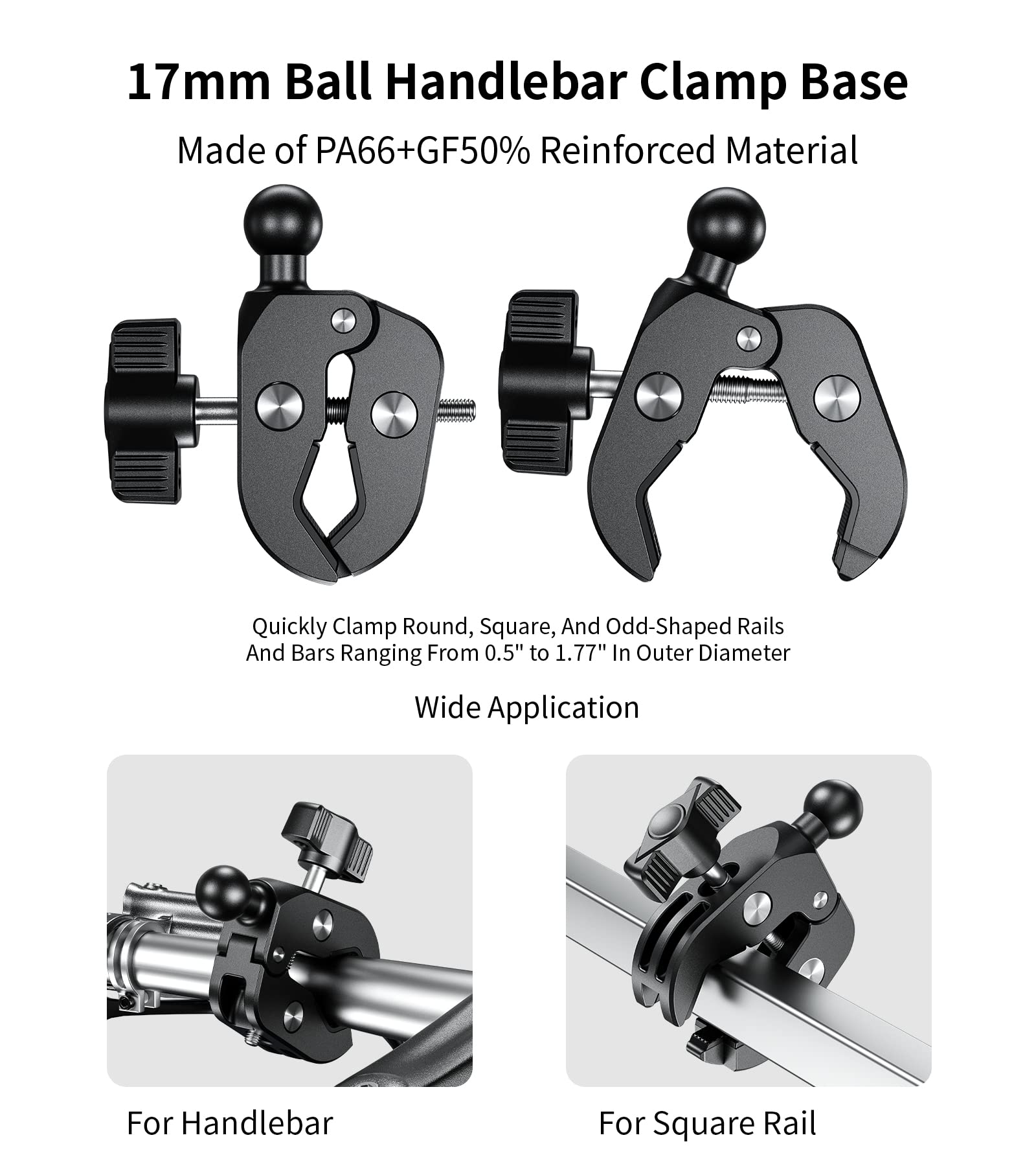 Kewig Motorcycle Phone Mount, Bike Phone Mount Upgrade Quick Install Handlebar Clamp, Bike Phone Holder For Scooter Clip Mount F