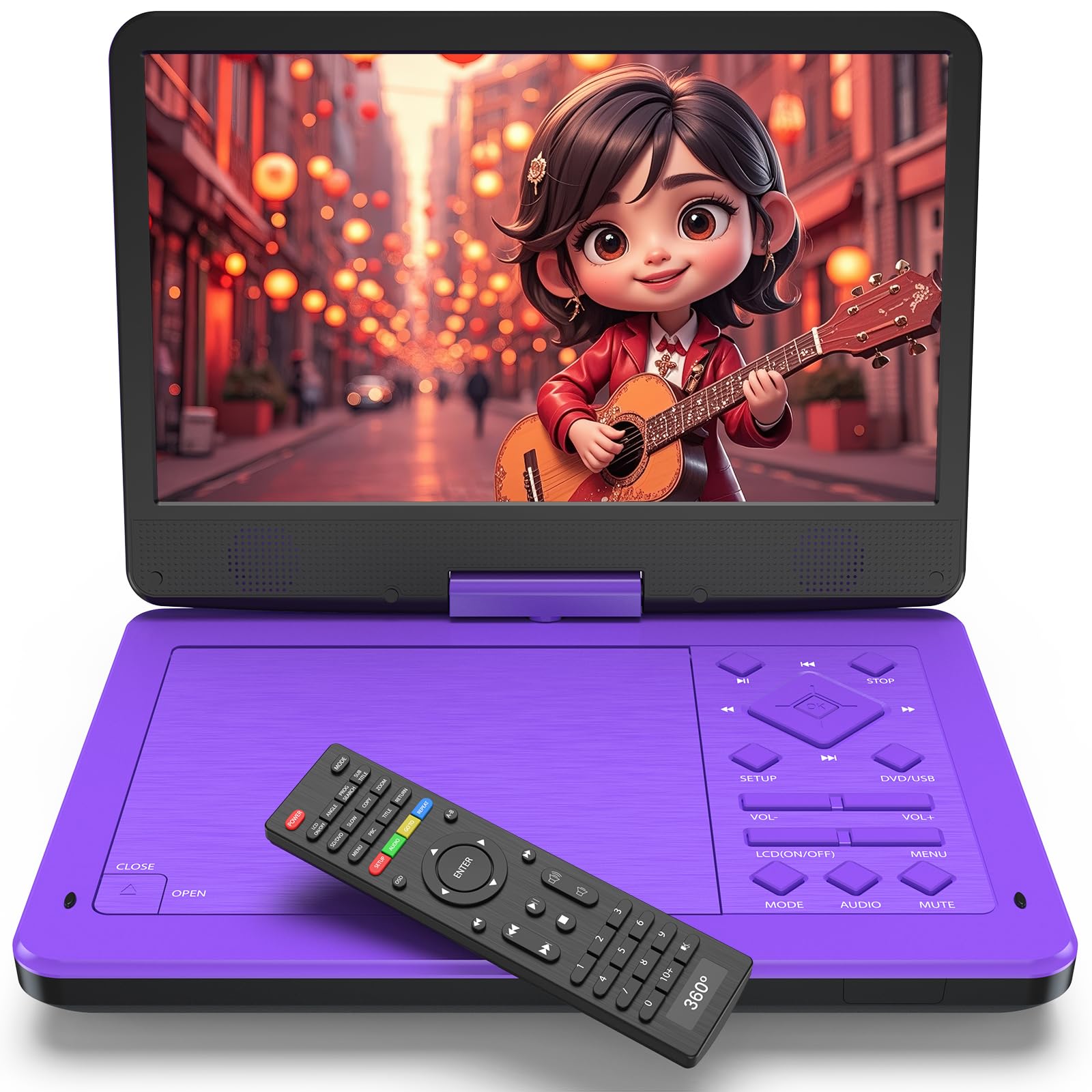 12.5 Portable DVD Player with 10.1 HD IPS Screen for Kids, Car DVD Player with Headrest Mount, 360 RF Remote Control 2 Earphone 