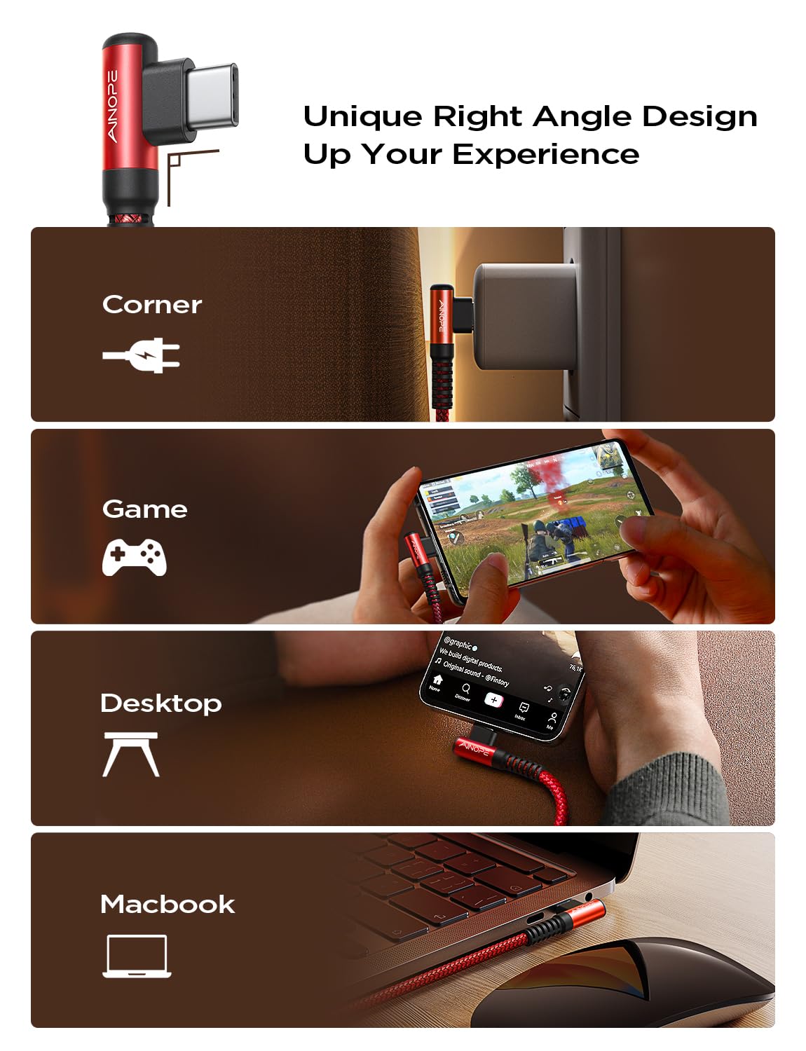 Ainope 240W Usb C To Usb C Cable 10Ft, Braided Usb C Charger Cable Fast Charge For Iphone15/15Pro/15Plus/15Promax, Ipad Pro 2020