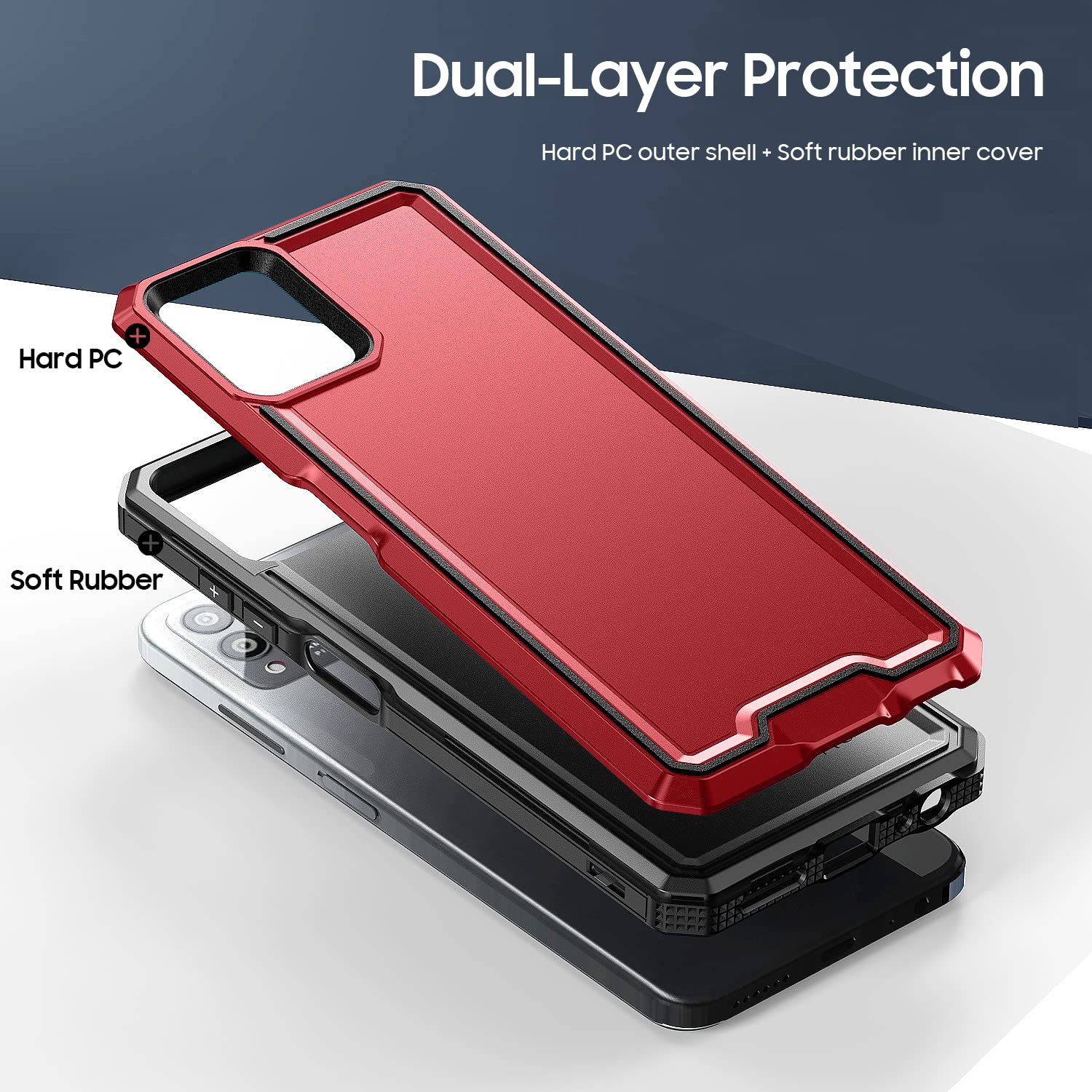 LEKEVO REVVL 6 Pro 5G Phone Case Dual Layer Shockproof Red with Screen Protector