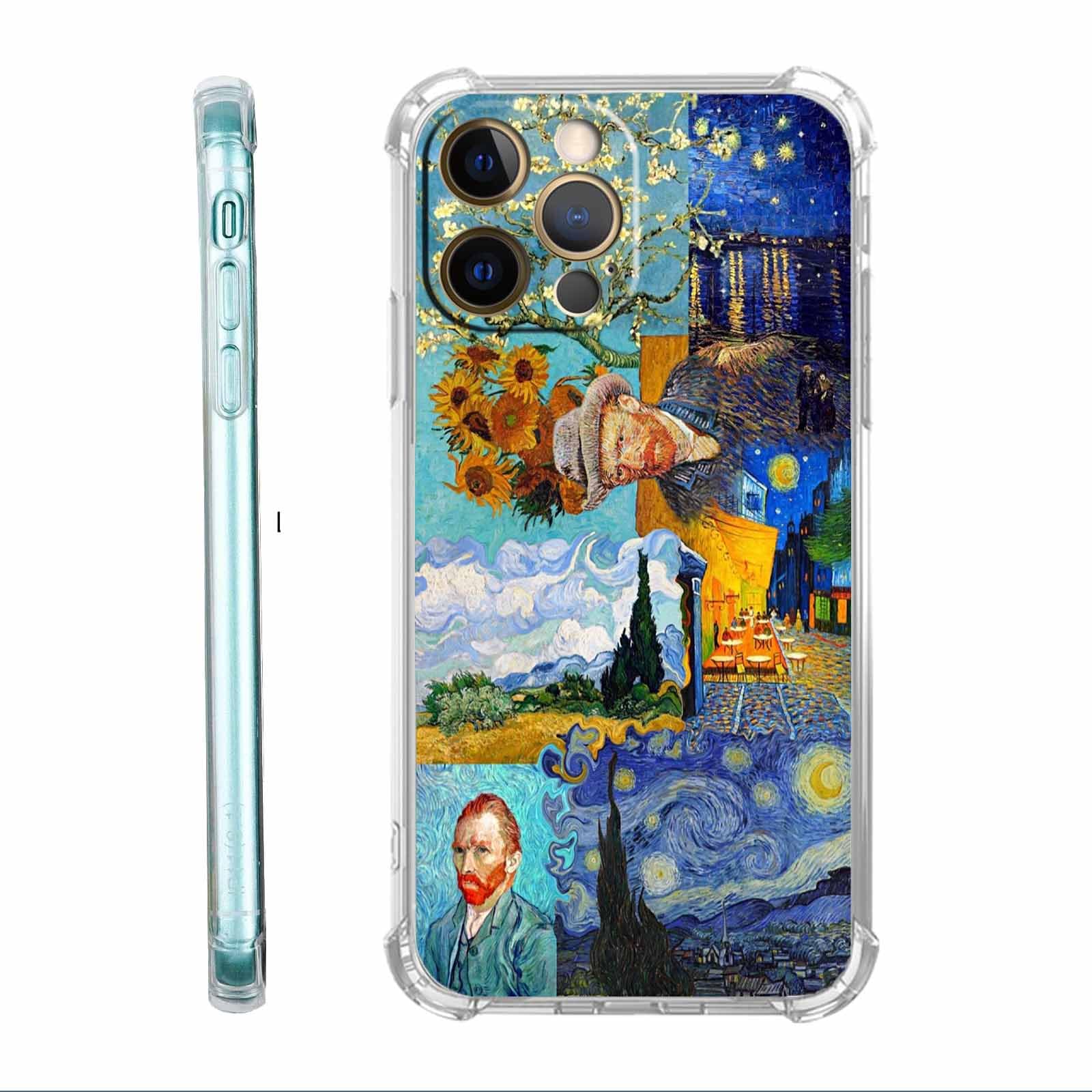 Malegaon Van Gogh Paintings Collage Case For Iphone 12 Pro Max,Starry Night Pattern Case, Soft Tpu Protective Cover For Iphone 1