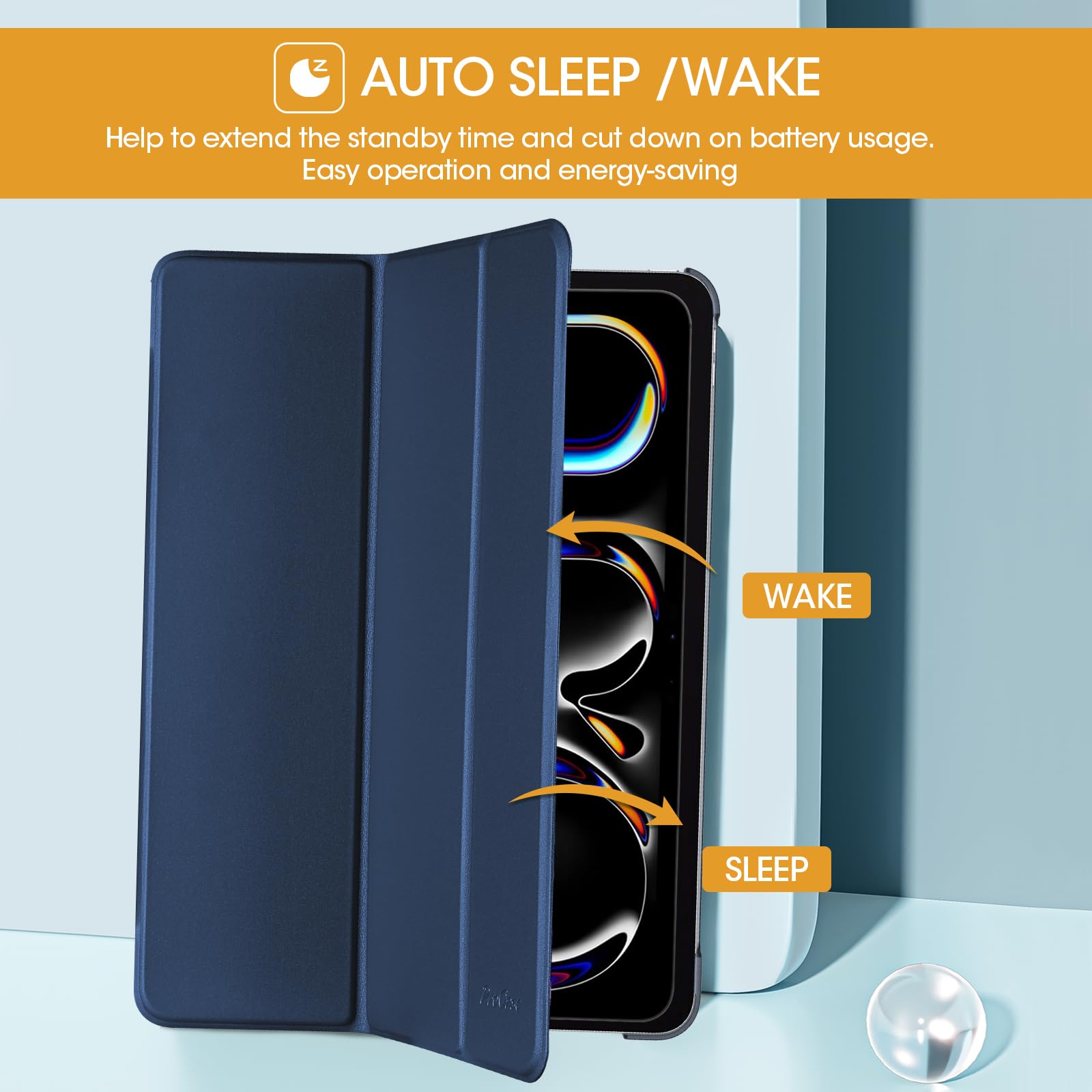 Procase For Ipad Pro 13 Inch Case 2024 (M4/7Th Gen), Ipad M4 13 Case Smart Folio Ipad Pro 13 Case, Slim Stand Translucent Hard S