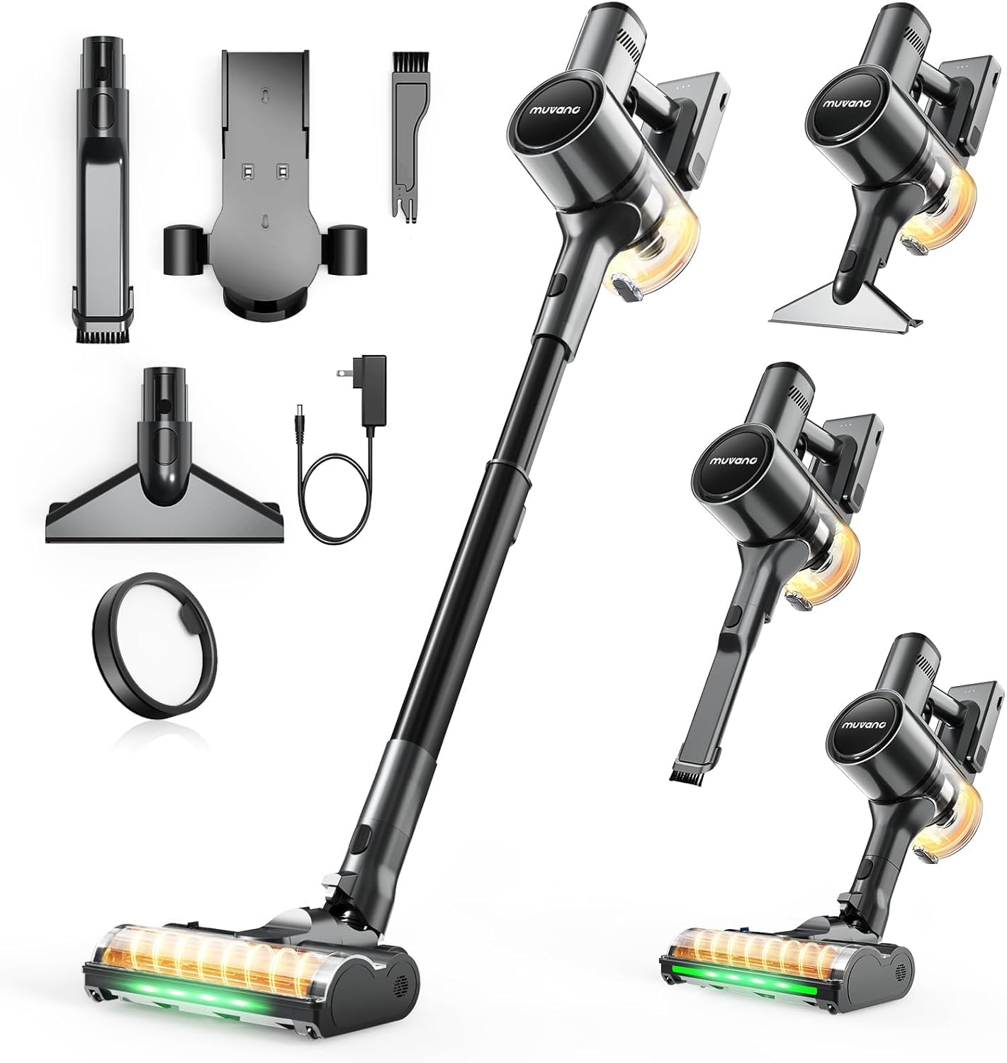 Muvano Cordless Vacuum Cleaners for Home, Up to 55 Minutes, Powerful Suction, Tangle-Resistant, Lightweight, Rechargeable Stick