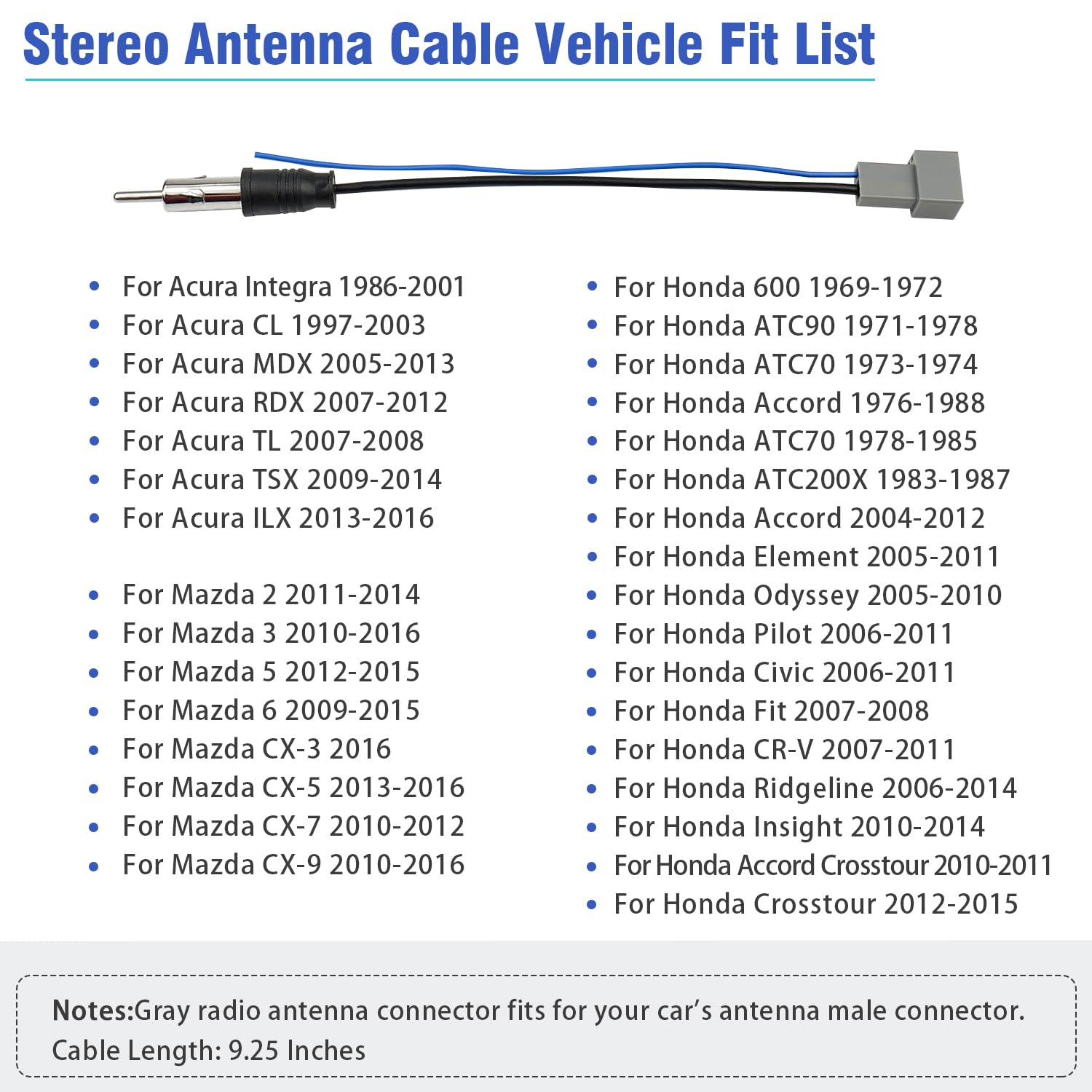 Jayubien Radio Antenna Adapter Connector Compatible With Honda Accord Civic Cr-V Odyssey Element Pilot Fit Ridgeline Insight Acu