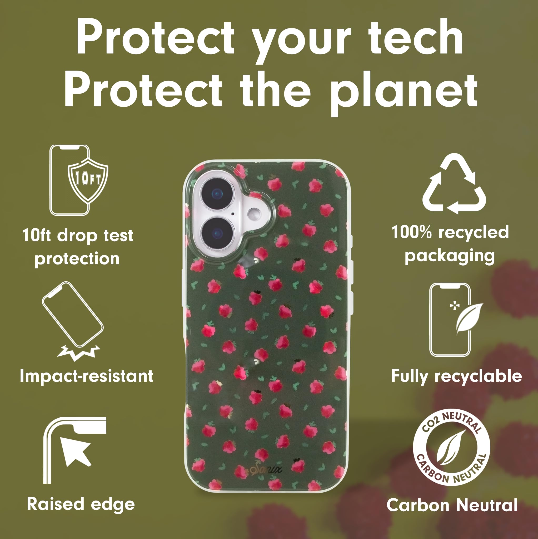 Sonix Case For Iphone 16 | Compatible With Magsafe | 10Ft Drop Tested | Raspberry Delight