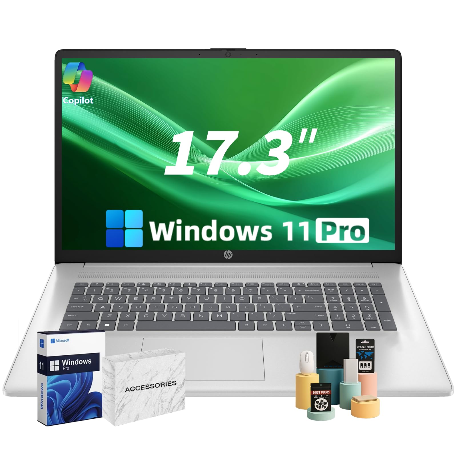 HP 17 Business Laptop - 17.3 HD+ Display, Intel 10-Core i5-1334U CPU, Intel Graphics, 32 GB RAM, 1 TB SSD, Wi-Fi 6, Numeric Pad,