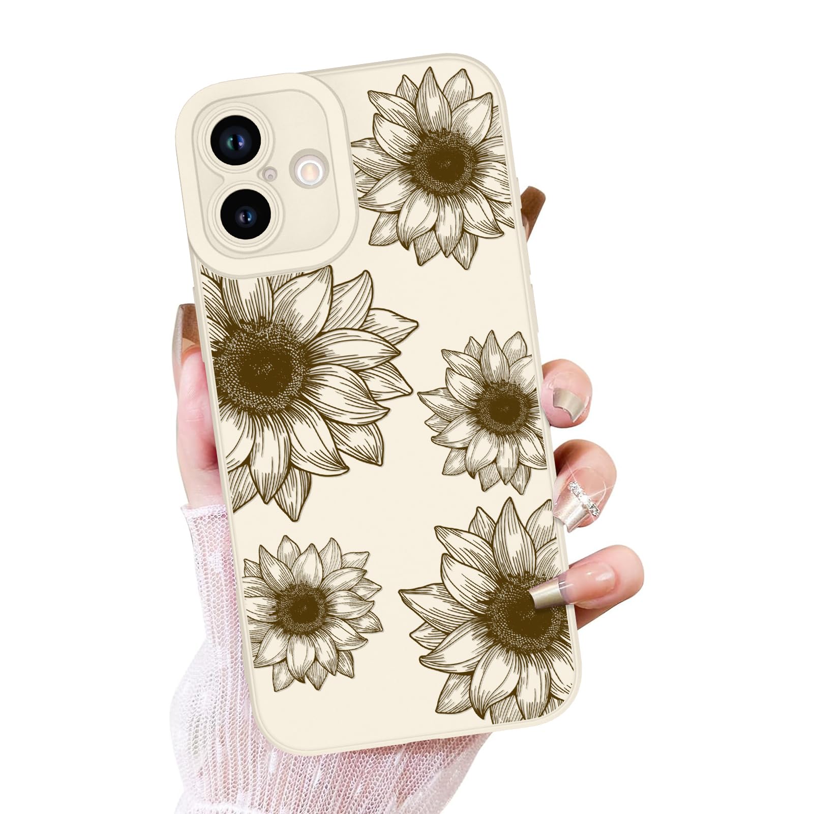 Ook Floral Case For Iphone 16 Case, Cute Sunflower Floral Blooms Design Soft Tpu Shockproof Protective For Women Girls Slim Phon