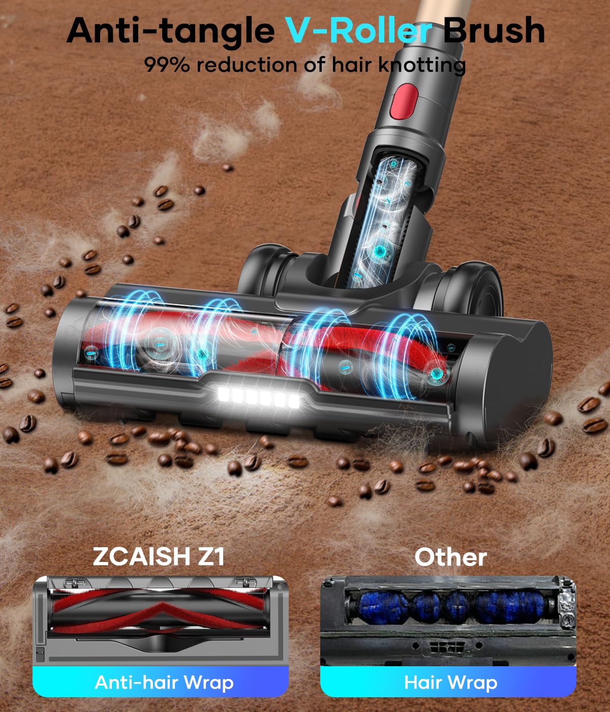 Cordless Vacuum Cleaner, 550W 45Kpa 60 Mins Runtime Vacuum Cleaners For Home With Smart Display, Stick Vacuum With Charging Dock