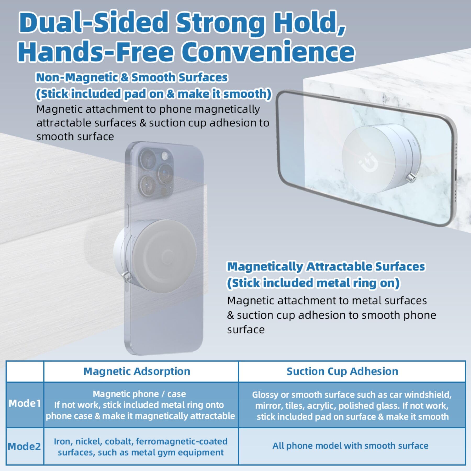 Easvorix Vacuum Magnetic Phone Holder With Metal Ring Compatible With Iphone 16 15 14 13 All Phone, Portable Universal Collapsib