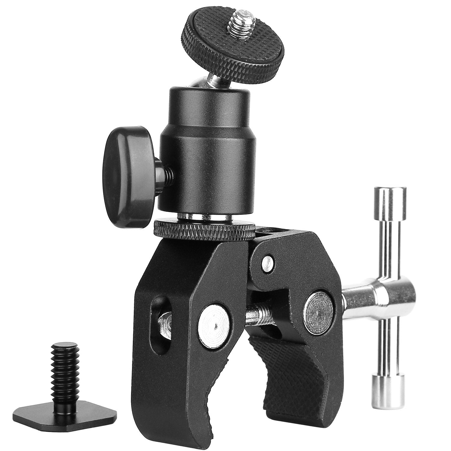 ChromLives Camera Clamp Mount Ball Head Clamp - Super Clamp and Mini Ball Head Hot Shoe Mount Adapter with 1/4 -20 Tripod Scre