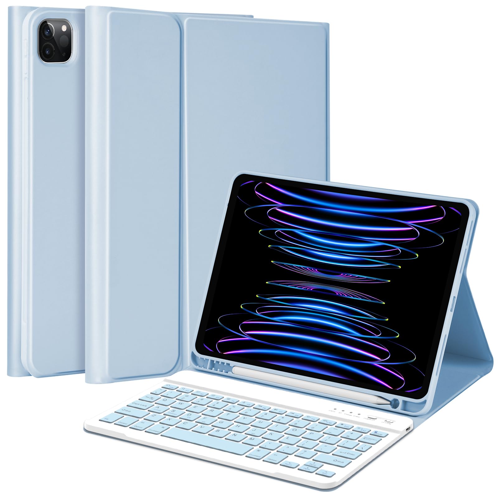 Mmk Ipad Pro 11 Inch 4Th 3Rd Gen Case With Keyboard, Ipad Air 5Th 4Th 10.9 Inch & Ipad Air 11 Inch (M2) 2024 Keyboard Case, Deta