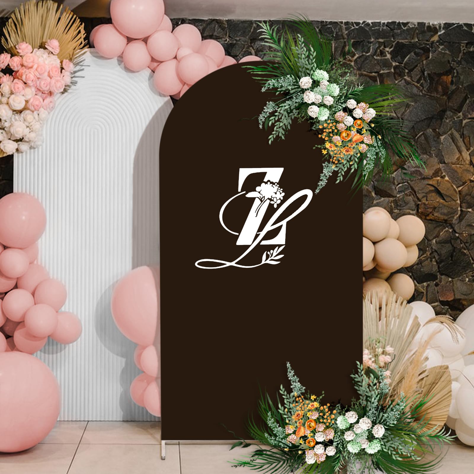 Babenest 7.2Ft Brown Wedding Arch Cover, Spandex Fitted Arch Backdrop Cover For Photography, Round Top Chiara Stand Cover For Pa