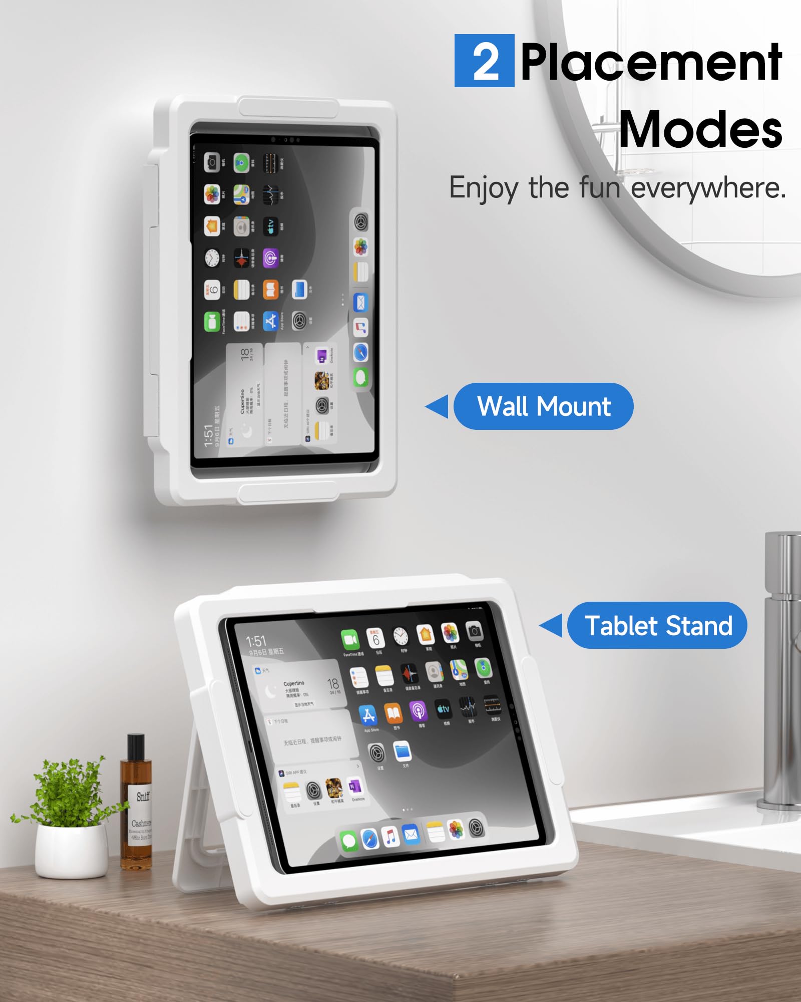 Mistriddle Shower Ipad Holder Waterproof With 480 Rotation Retractable Adjustable, Wall Mount Up To 11, Shower Tablet Holder For