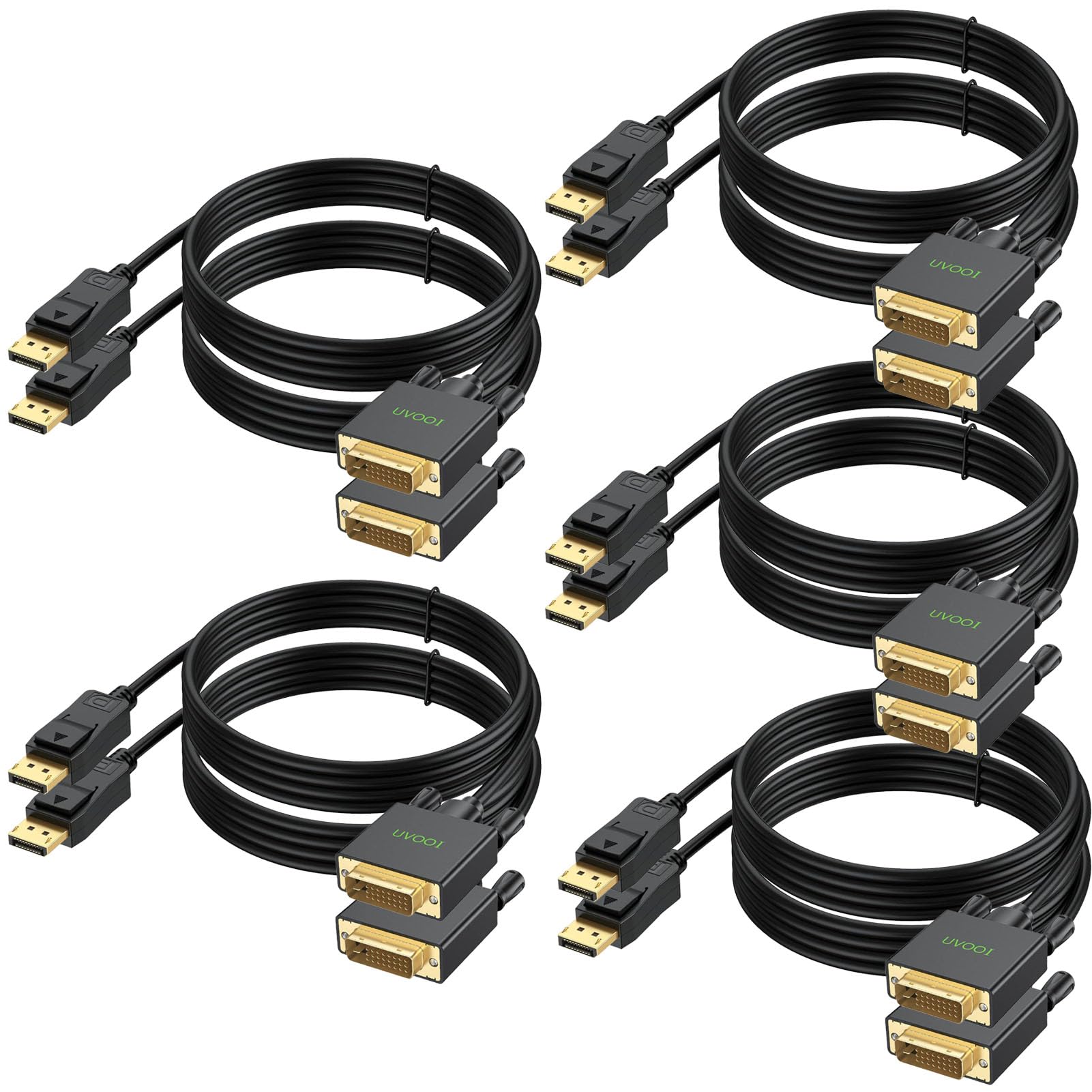 Uvooi Displayport To Dvi Cable 6Ft 3 Pack, Dp To Dvi Cable Cord Male To Male Cord Compatible With Computer, Pc, Monitor, Tv, Pro