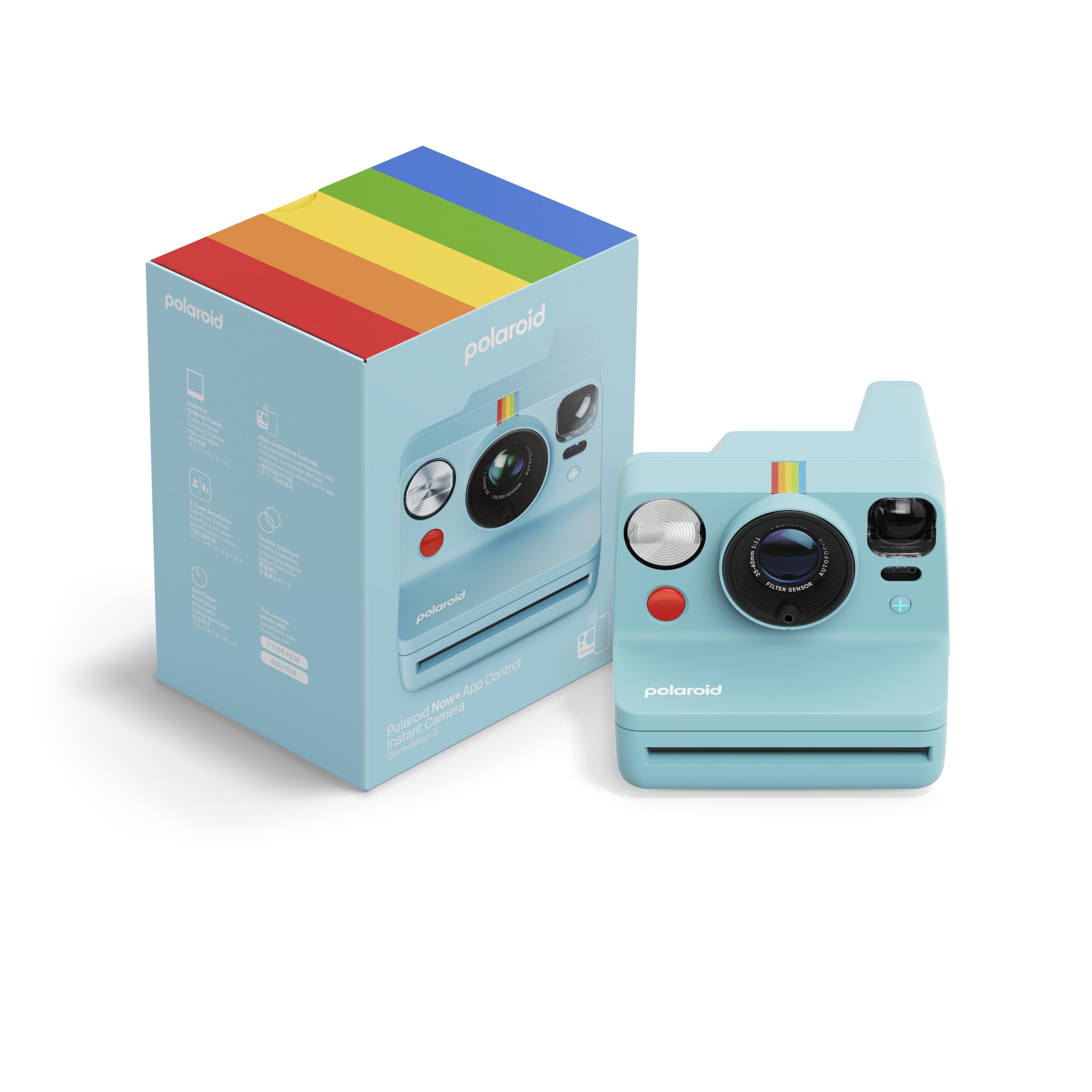 Polaroid Now+ 3rd Generation I-Type Instant Film Camera - Bluetooth Connected App Controlled - Arctic Blue - Camera Only No Film