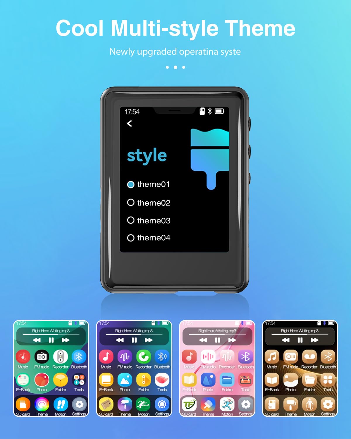 Mp3 Player With Bluetooth 5.3,Tokemisc 16Gb Full Touchscreen Kids Portable Music Device With Speaker,Fm Radio,E Book,Built In Mi