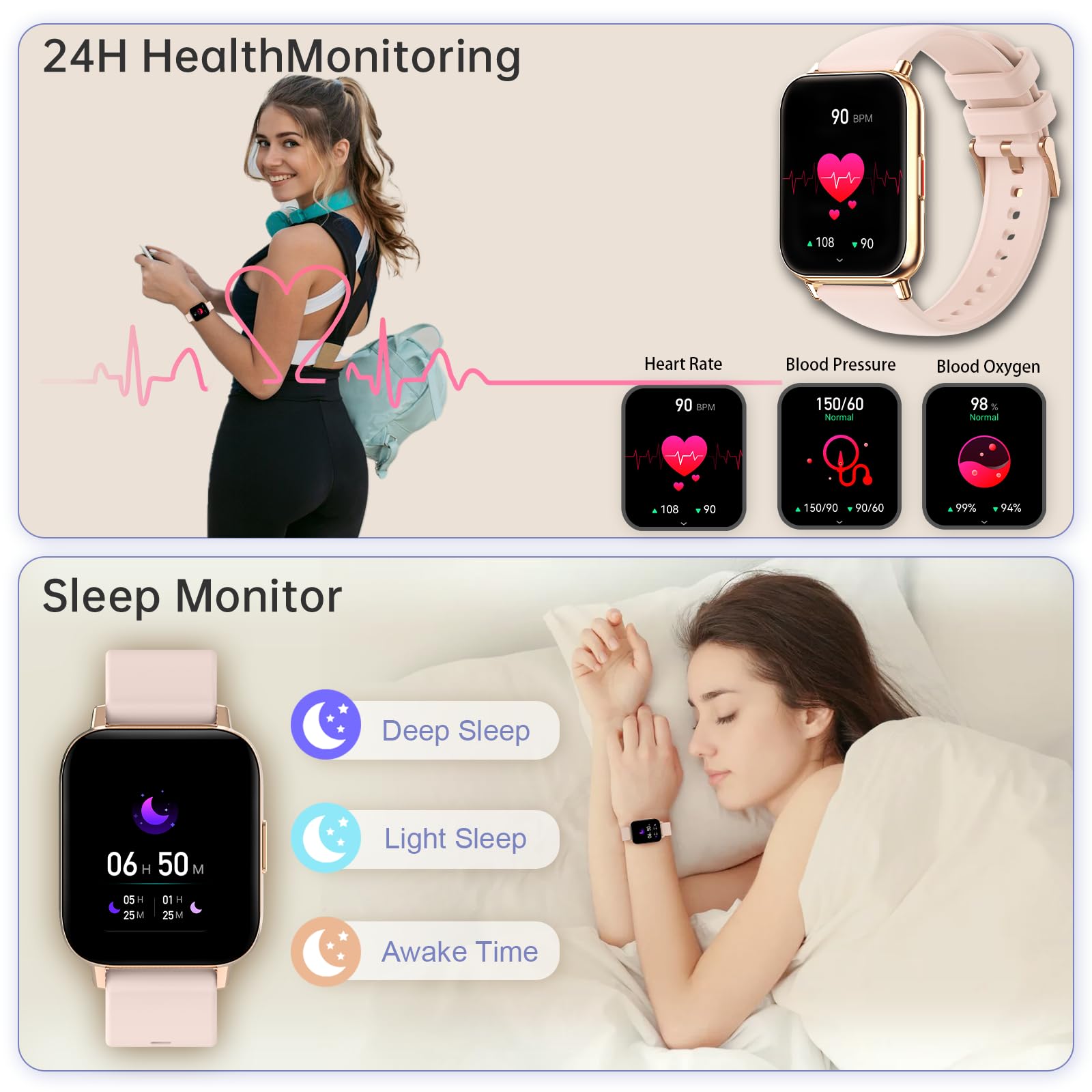 Smart Watch For Women(Answer/Dial Calls) 1.85 Hd Ai Voice Smartwatch With Fitness Tracker/Step Counter/Heart Rate Sleep Monitor,