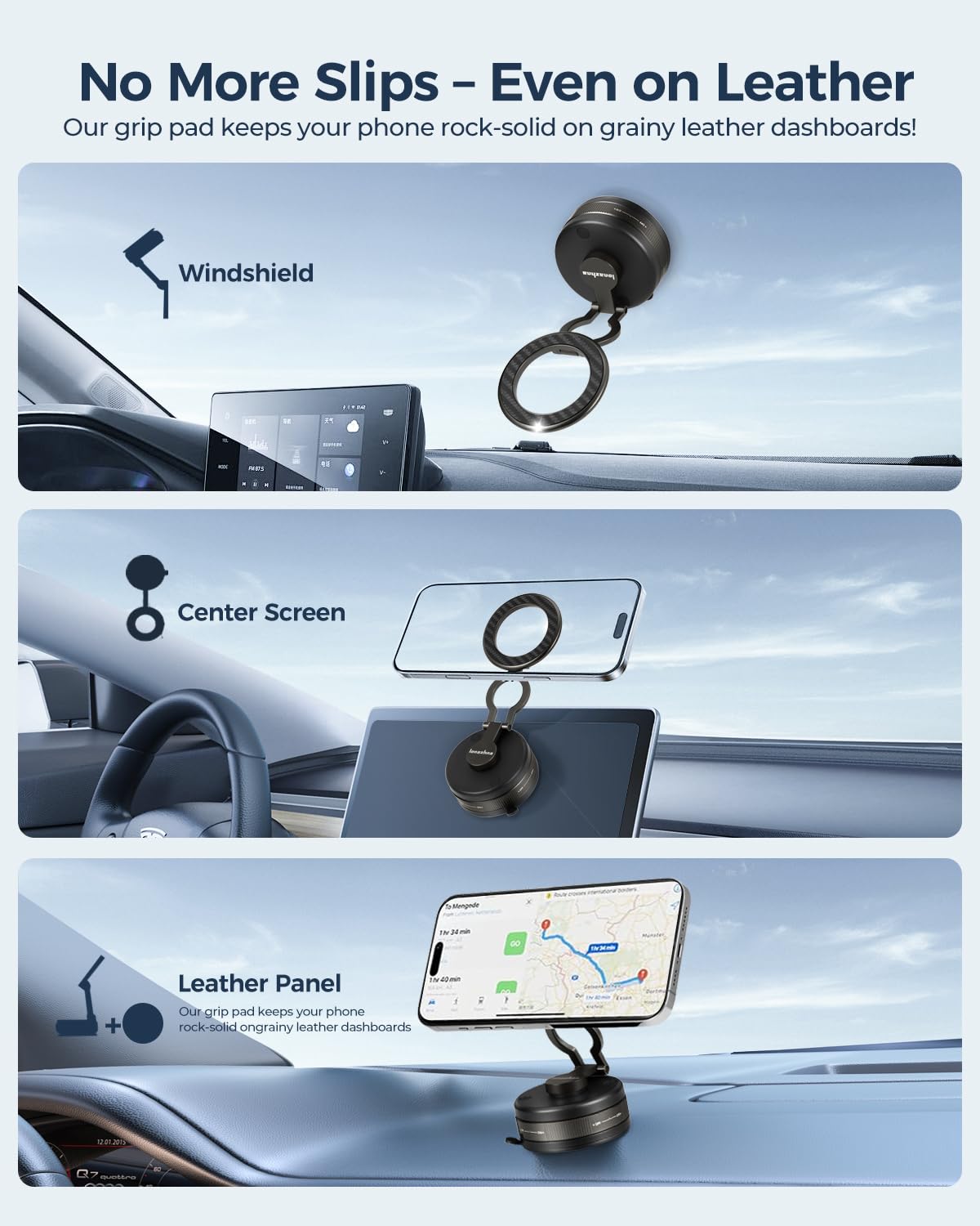 Vacuum Magnetic Phone Holder For Car, 2025 Supercharged Magnetic Car Phone Mount For Magsafe, 360 Rotating & Foldable Hands-Free