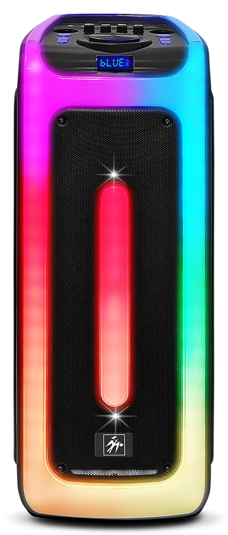 Fisher Bluetooth PA Stereo Speakers System-Karaoke Portable Wireless DJ, Dual 8 80W Peak Power, Loud HD Sound & LED Lights, Rech