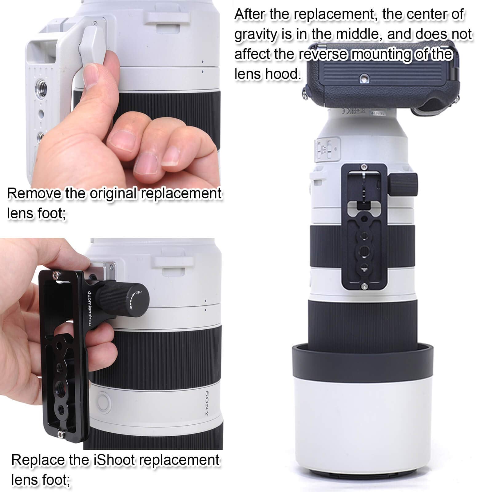 Ishoot Lens Collar Replacement Foot, Tripod Mount Rings Stand Base Compatible With Sony Fe 200 600Mm F/5.6 6.3 G Oss Lens Sel200