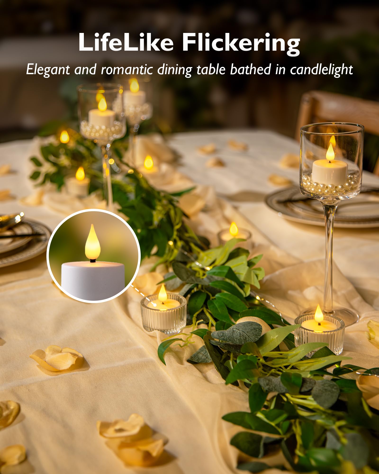 Homemory Rechargeable Tea Lights Flameless Candles With Remote Timer, Battery Operated Led Tealight Candles, Usb Candles For Wed