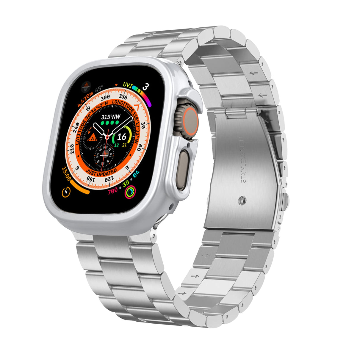 Hatalkin Case Bands Compatible For Apple Watch Ultra Band 49Mm With Case, Stainless Steel Apple Watch Ultra 49Mm Band And Rugged
