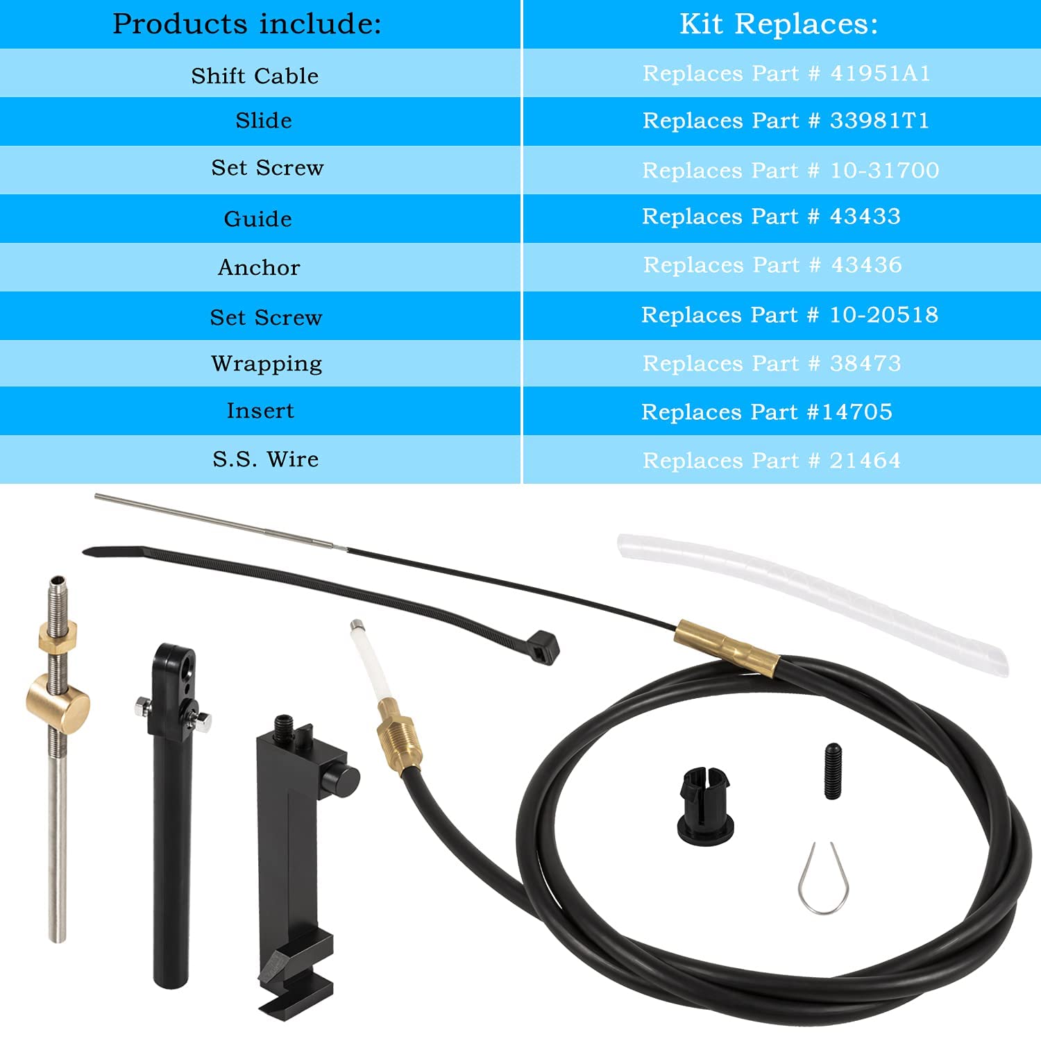 Lower Shift Cable 865436A02 For Mercruiser Stern Drives - Compatible With Alpha One & Alpha One Gen Ii Mc-I, Mr(1978 & Newer), R